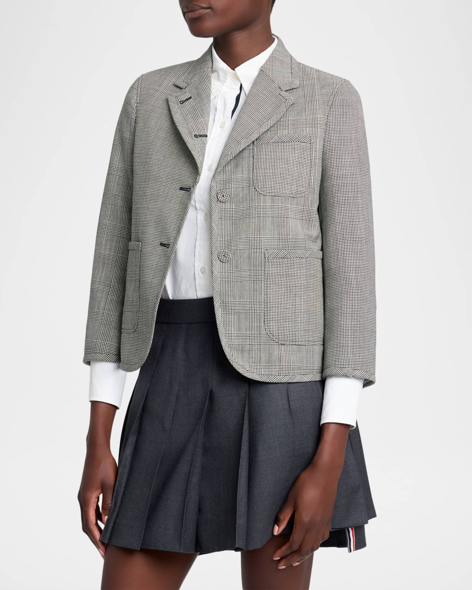 Thom Browne Fit 2 Multi-Check Crop Single-Breasted Sport Coat