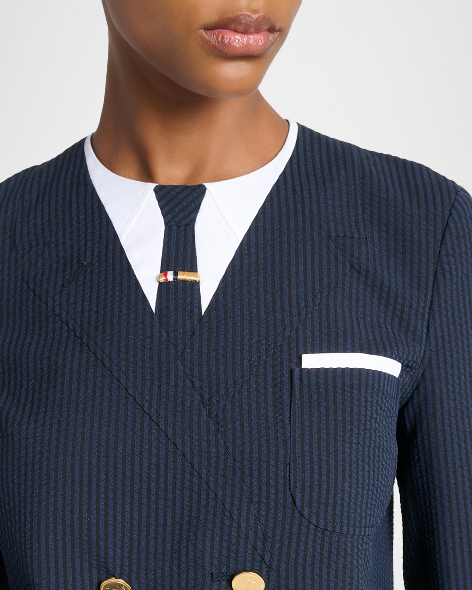 Thom Browne Seersucker Trompe L'oeil Mini Blazer Dress