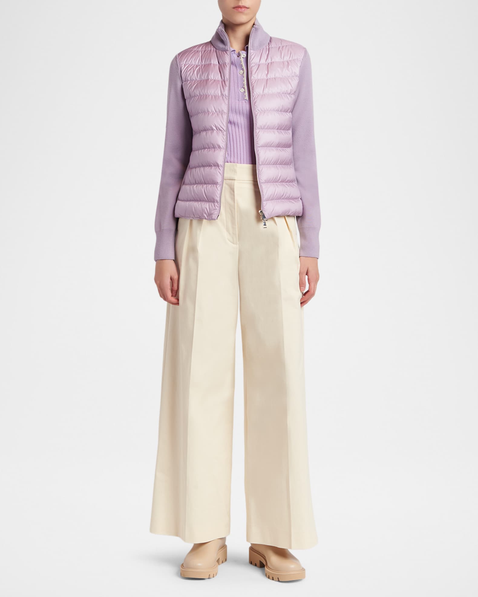 Moncler Padded Wool Zip-Up Cardigan | Neiman Marcus