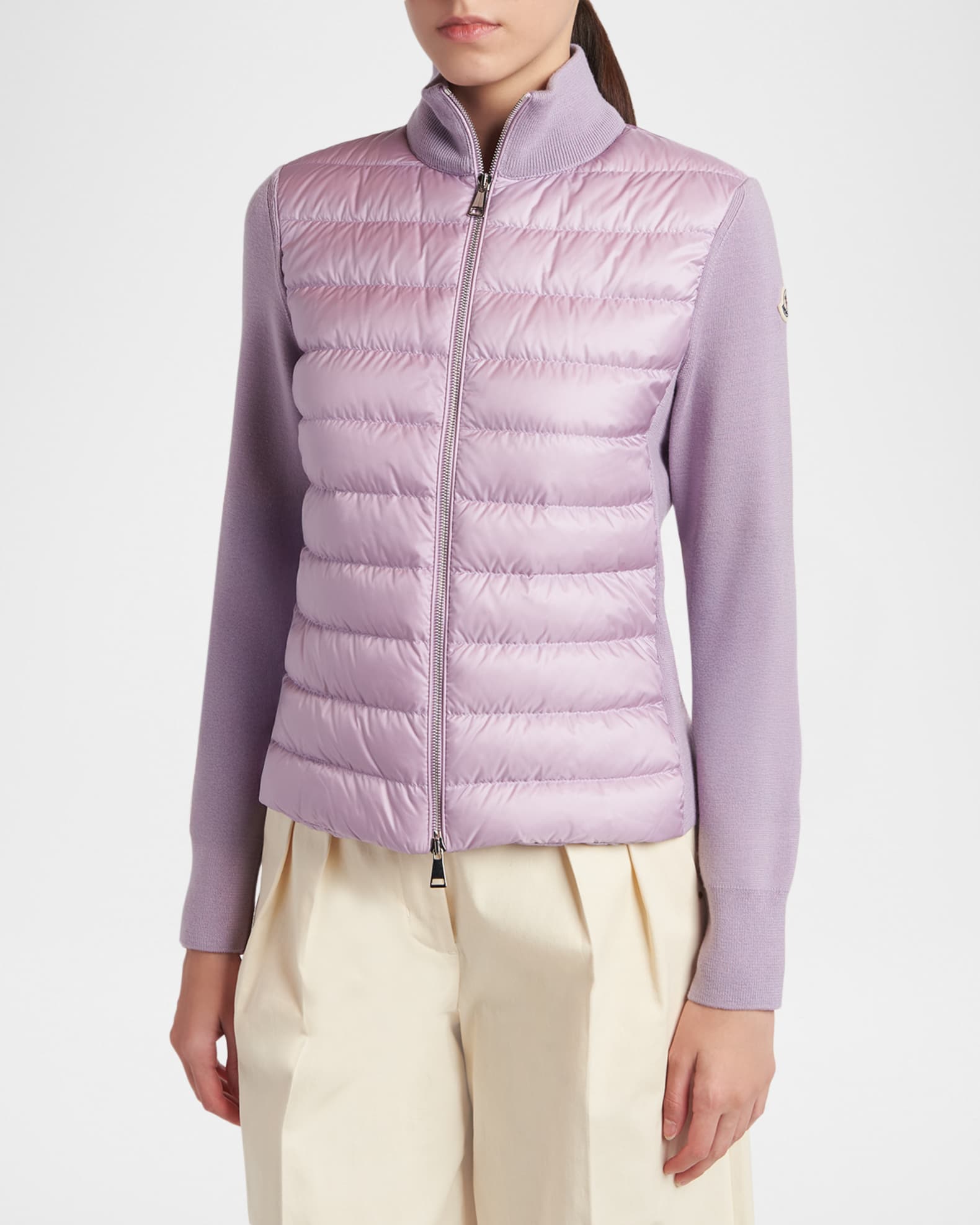 Moncler Padded Wool Zip-Up Cardigan | Neiman Marcus