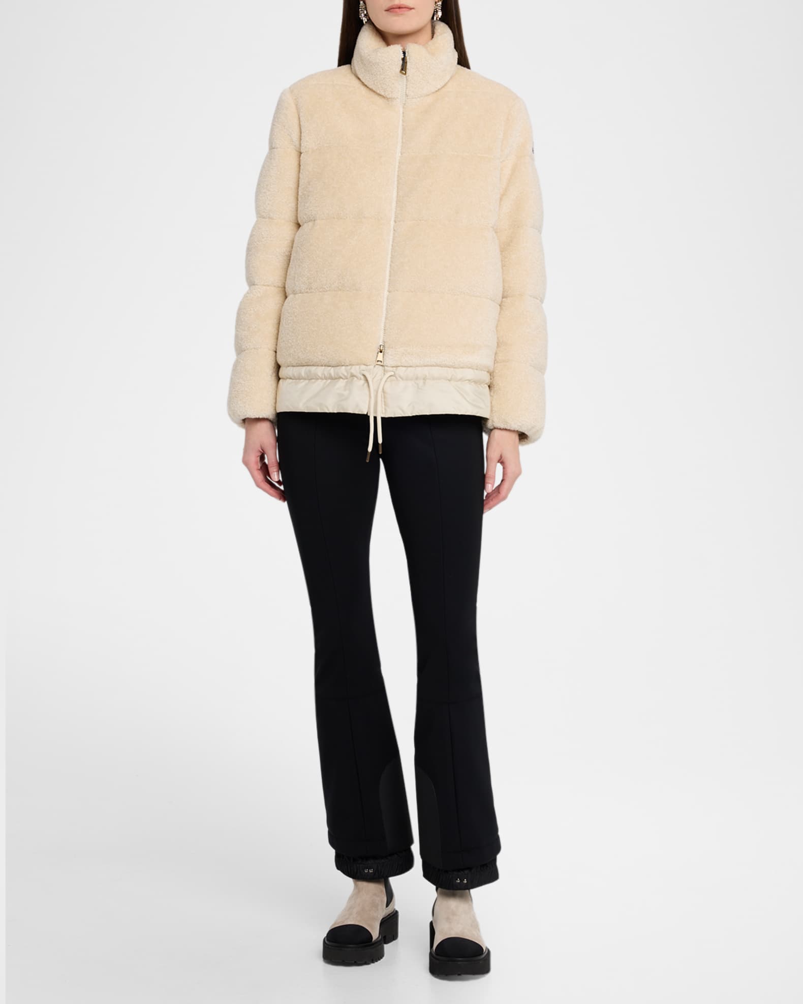 モンクレール Moncler Black Down Jacket Women Fur Hood Real Fox Trim Size Medium