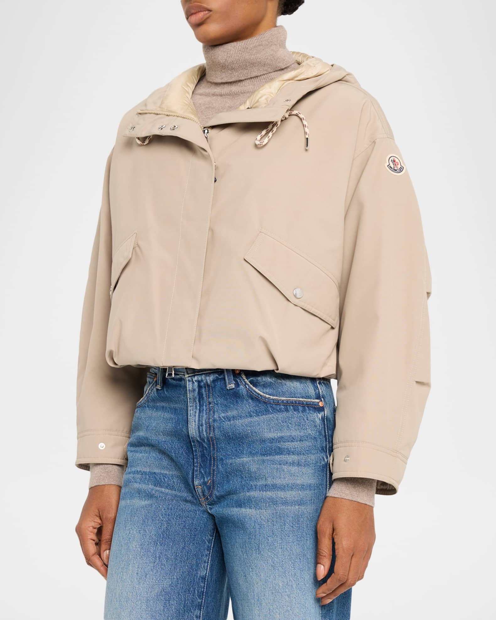 Moncler Eucalyptus Hooded Short Down Jacket | Neiman Marcus