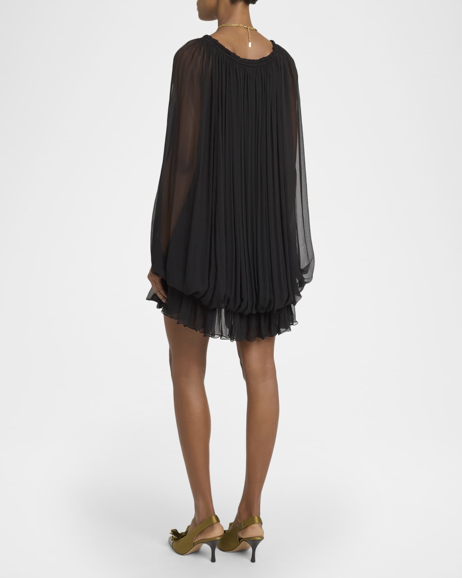 mini cape dress in silk georgette Chloé - Mini Cape dress in silk mousseline - Black - 38
