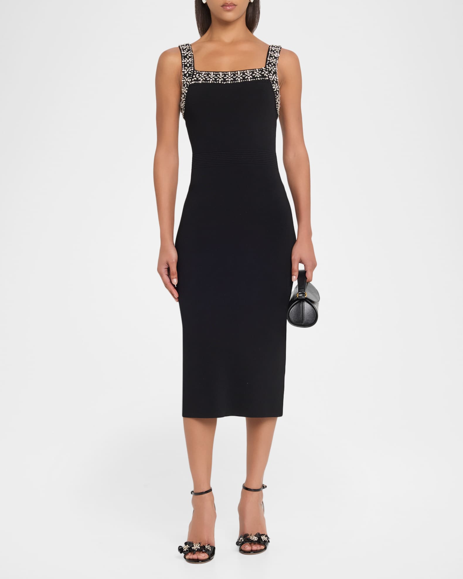 knee length dresses for ladies Melisande white embellished midi dress main image 1