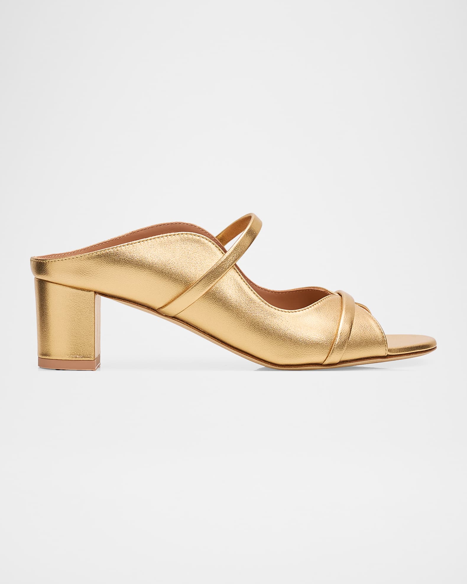 Malone Souliers 45mm Norah Metallic Leather Mule Sandals | Neiman