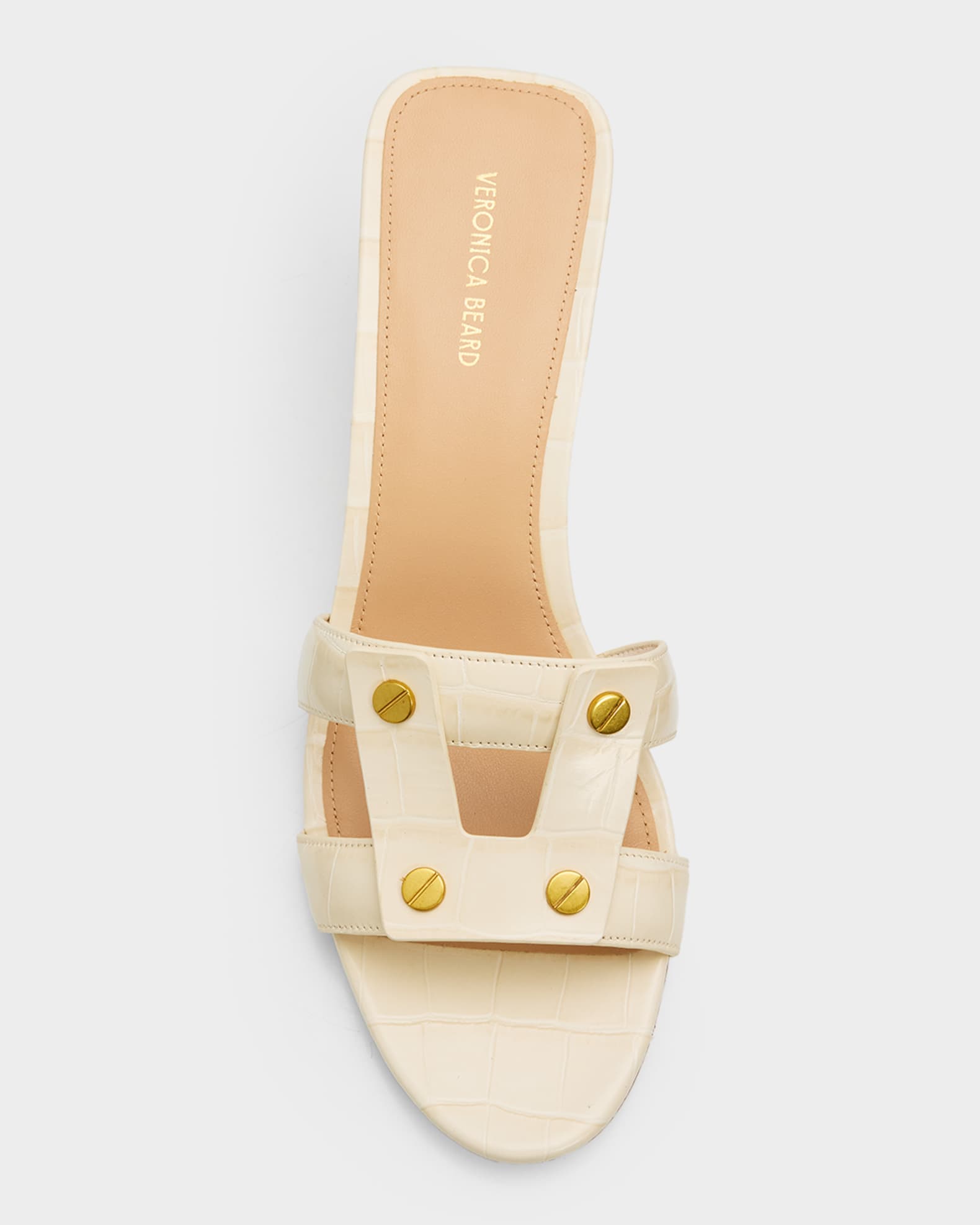 Veronica Beard 55mm Via Croc-Embossed Leather Block-Heel Sandals