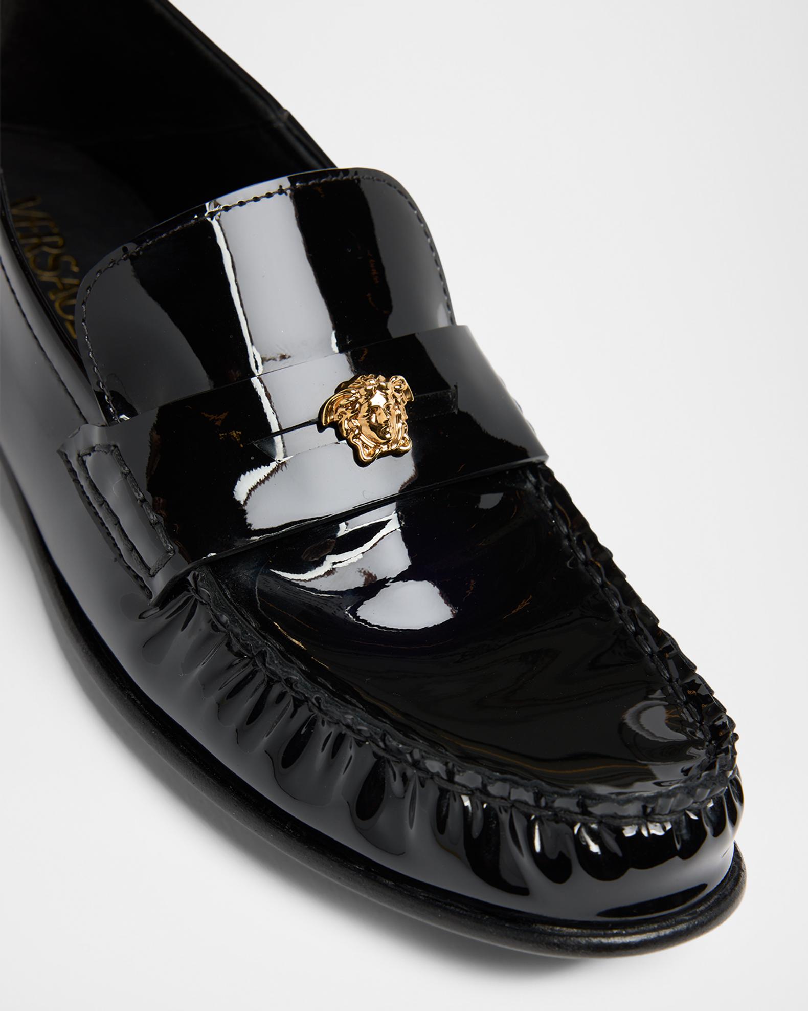 Versace Black Patent Leather Loafers with Silver Medusa Hardware NWT $895 Versace Medusa 95 Black Croc Leather Loafers Shoes  main image 3