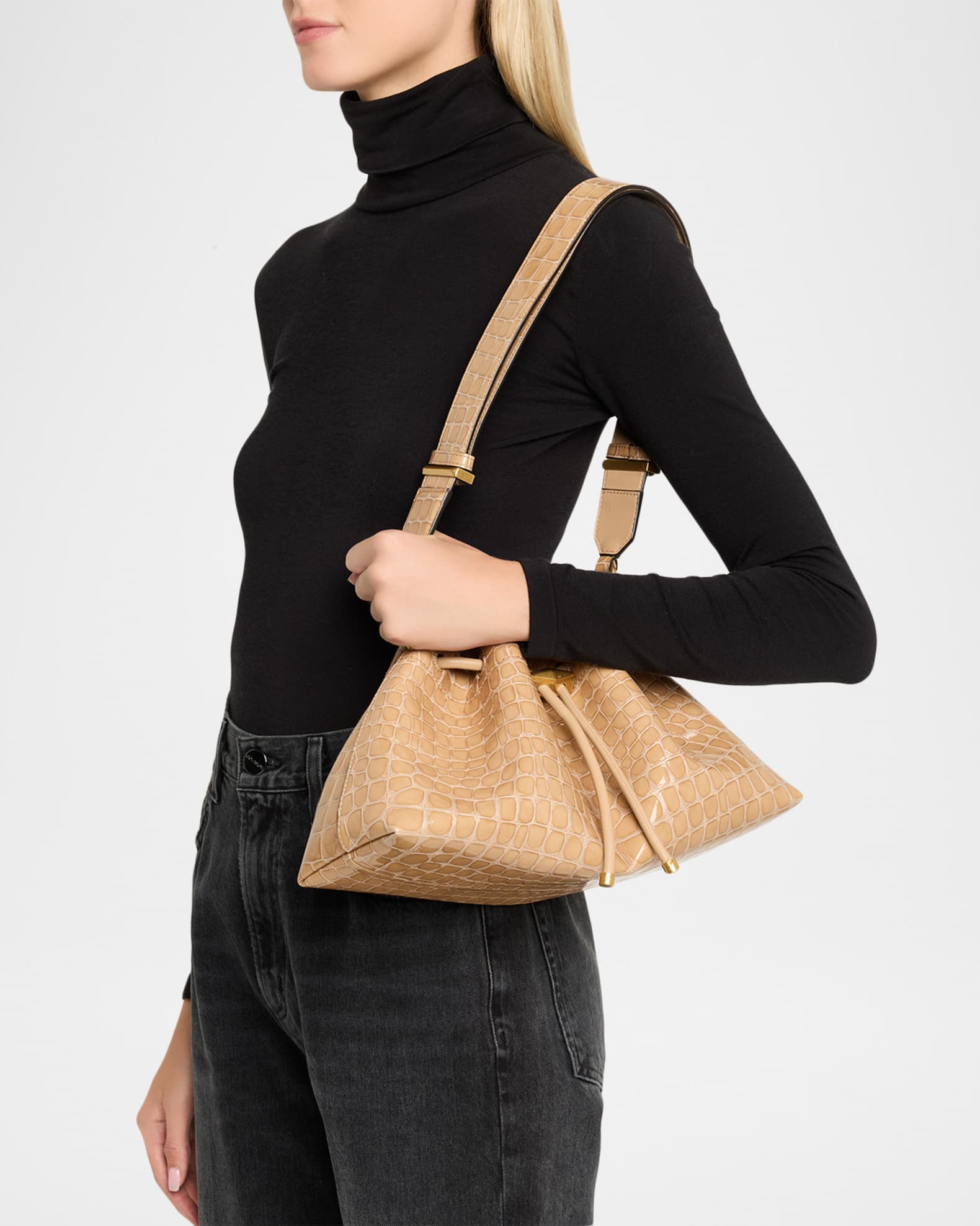 Jimmy Choo Bon Bon Croc-Embossed Leather East-West Bucket Bag