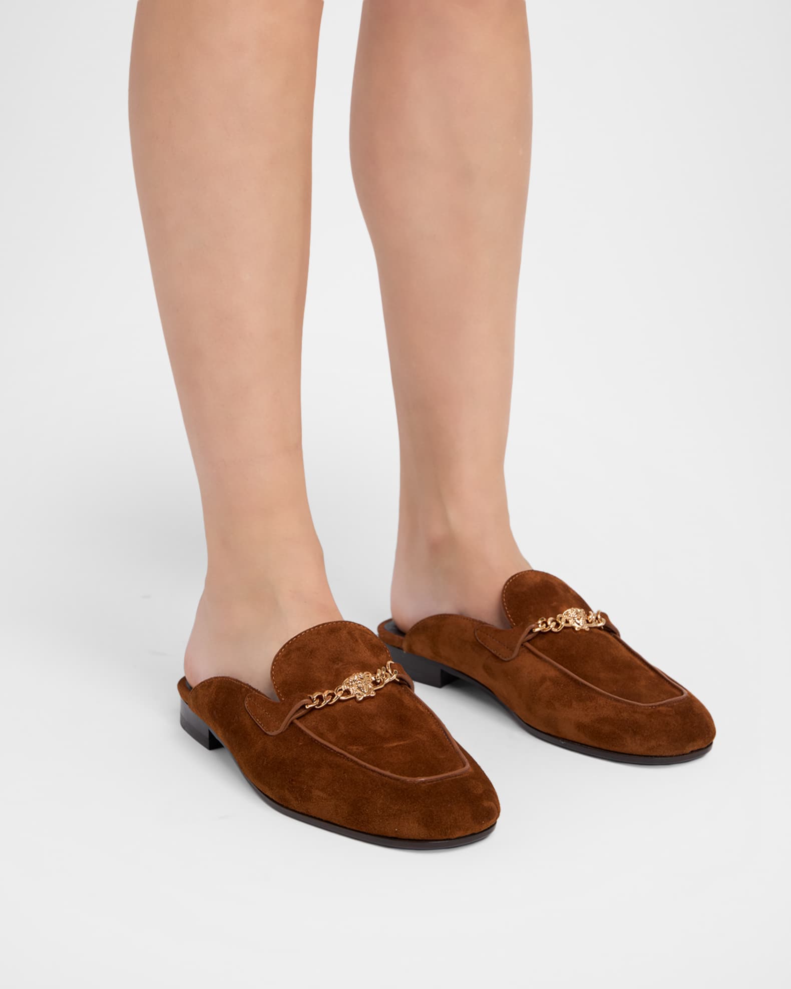 靴 VERSACE Medusa Suede Derby Shoes 90s Y2K Versace 20mm Medusa Suede Loafer Mules | Neiman Marcus