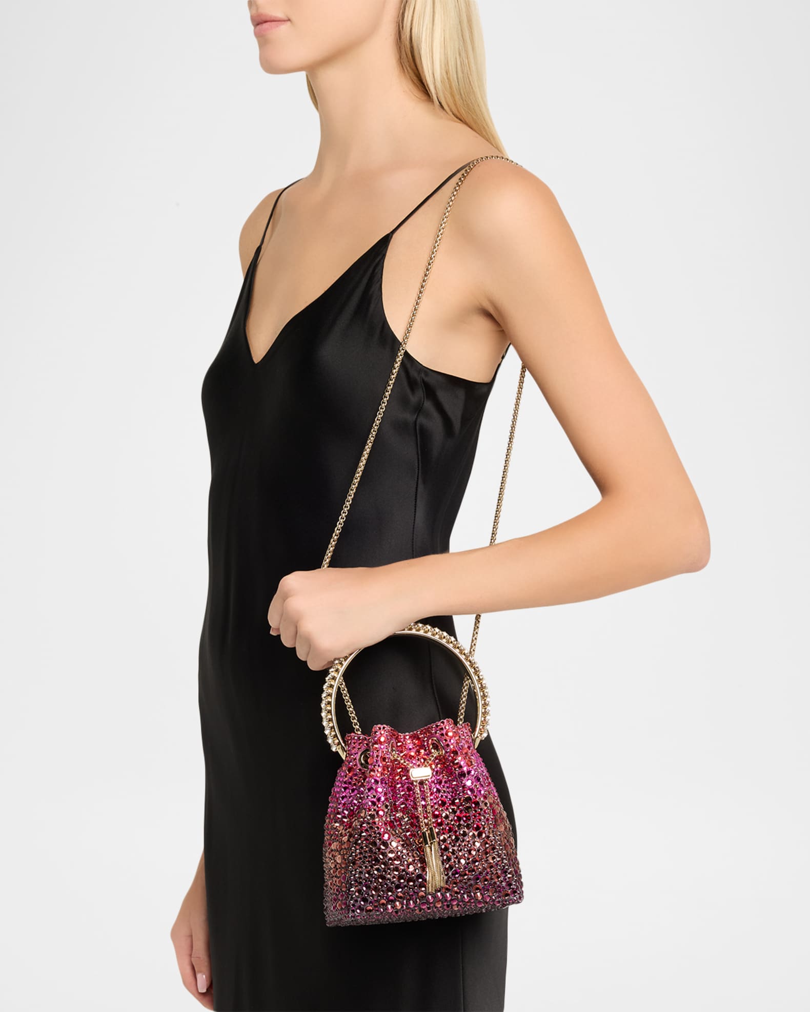 Jimmy Choo Bon Bon Ombre Crystal Top-Handle Bucket Bag | Neiman Marcus