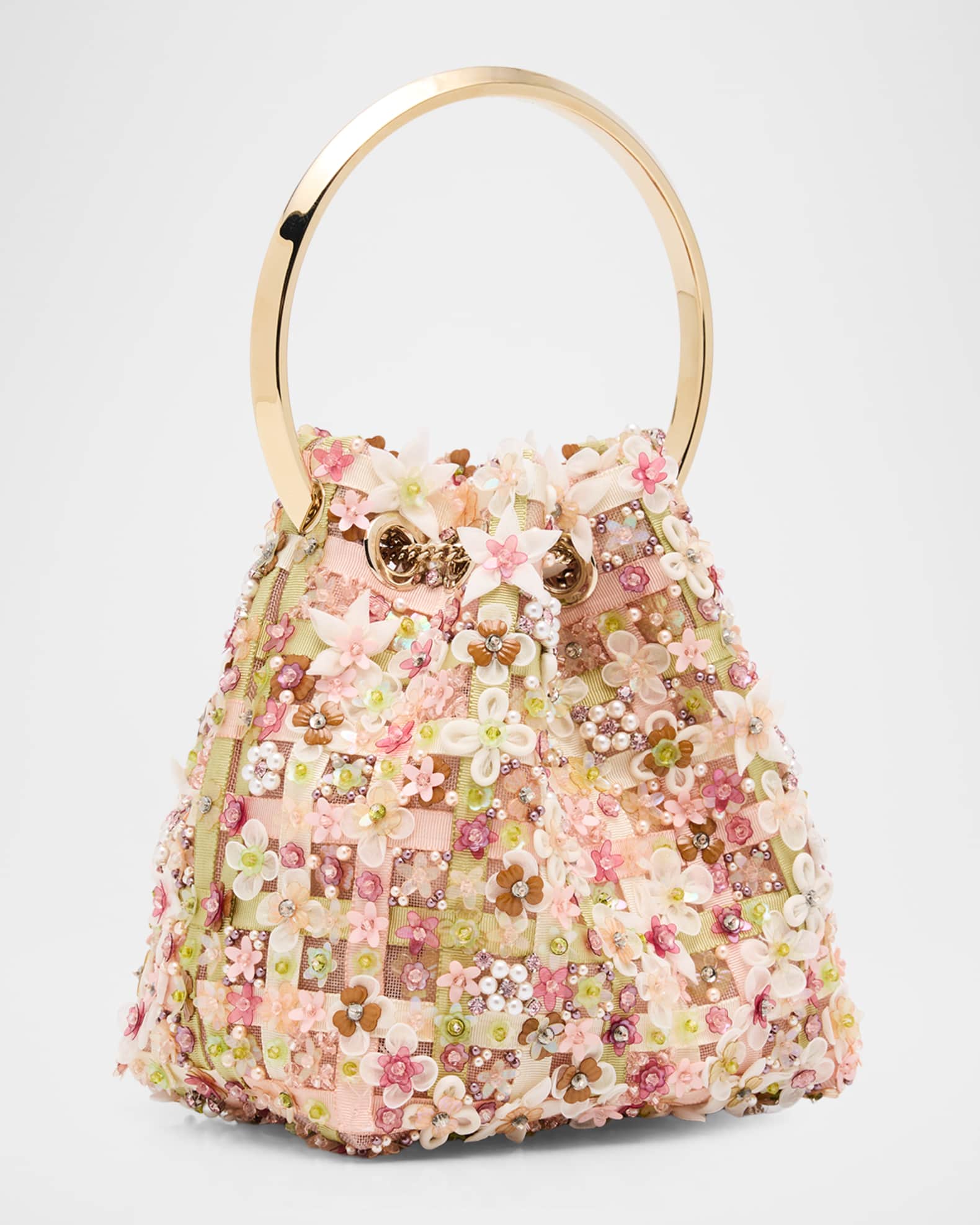 Jimmy Choo Bon Bon Beaded Floral Applique Top-Handle Bag | Neiman