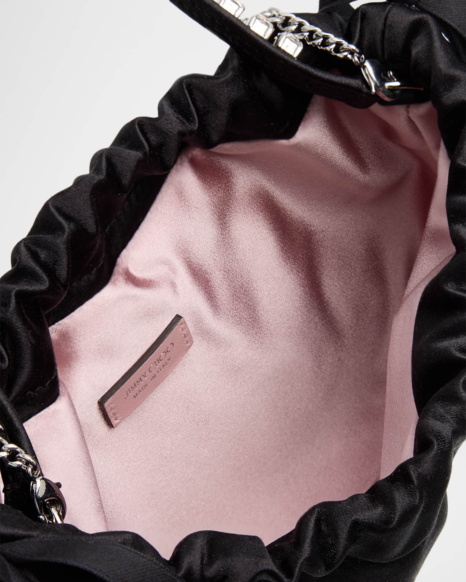 Jimmy Choo Mini Bow-Embellished Satin Top-Handle Bag | Neiman Marcus