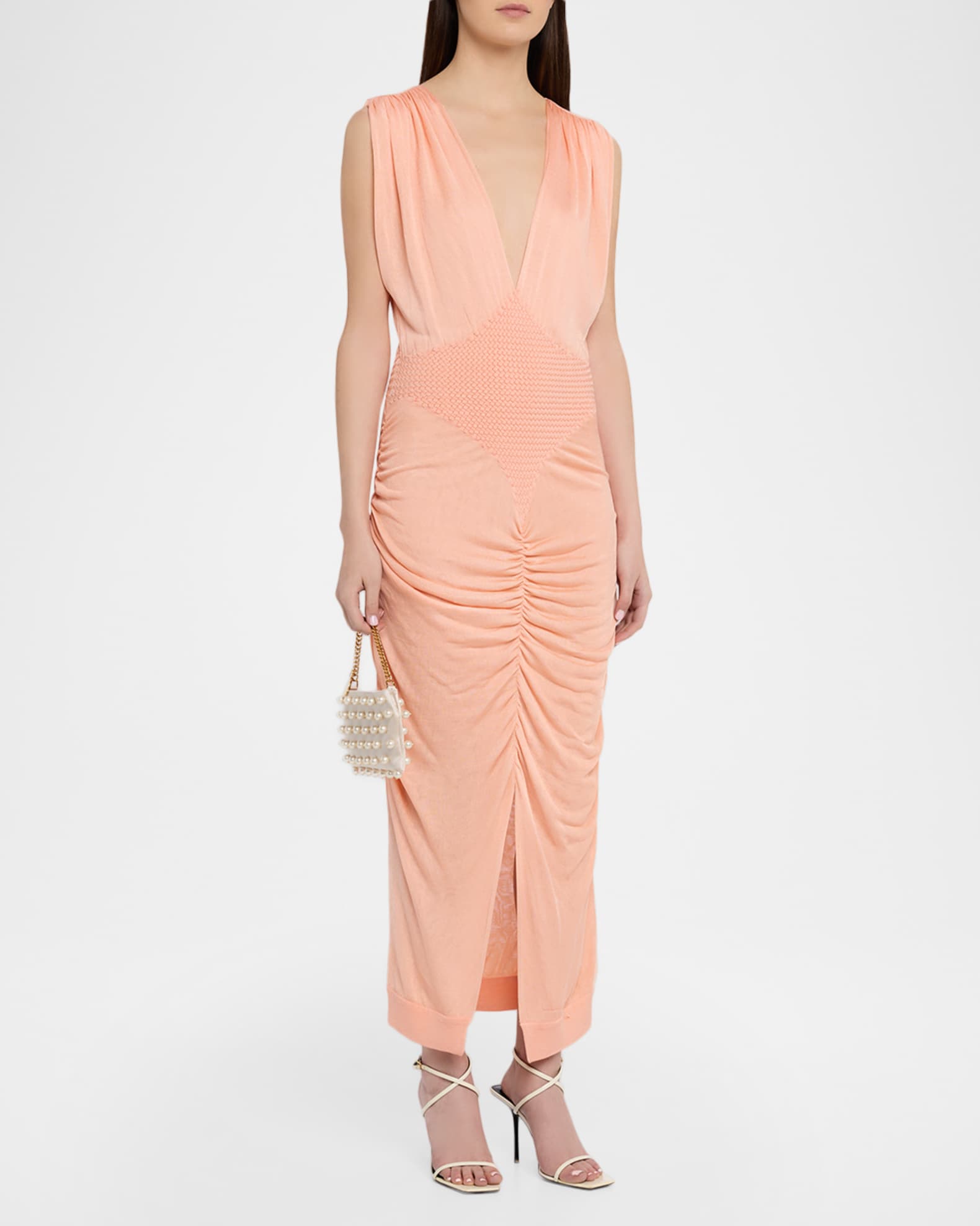 strapless open back dress Pink Woven Clutch Bag main image 0