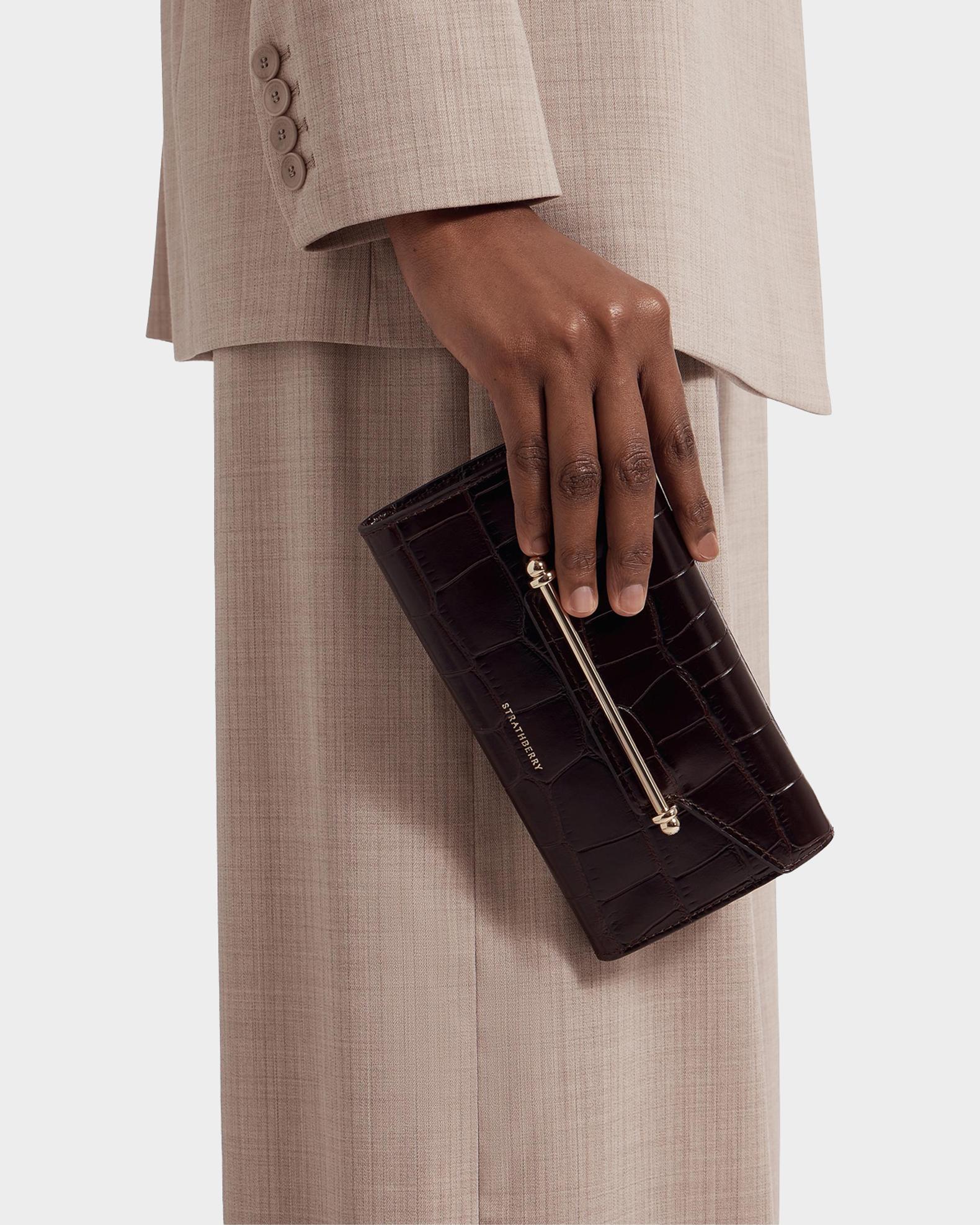 STRATHBERRY Multrees Croc-Embossed Leather Wallet on Chain | Neiman Marcus