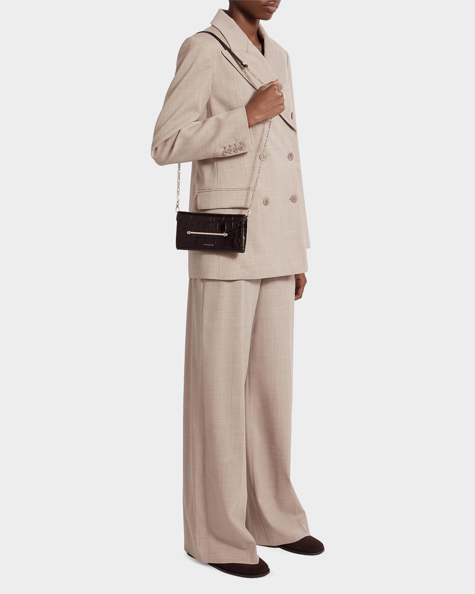 STRATHBERRY Multrees Croc-Embossed Leather Wallet on Chain | Neiman Marcus