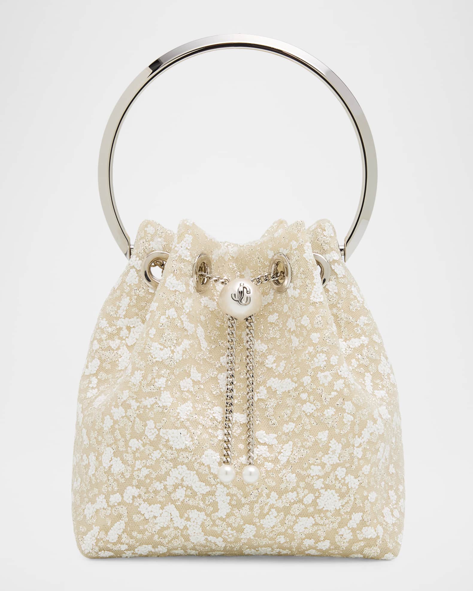 Jimmy Choo Bon Bon Lace Top-Handle Bucket Bag | Neiman Marcus