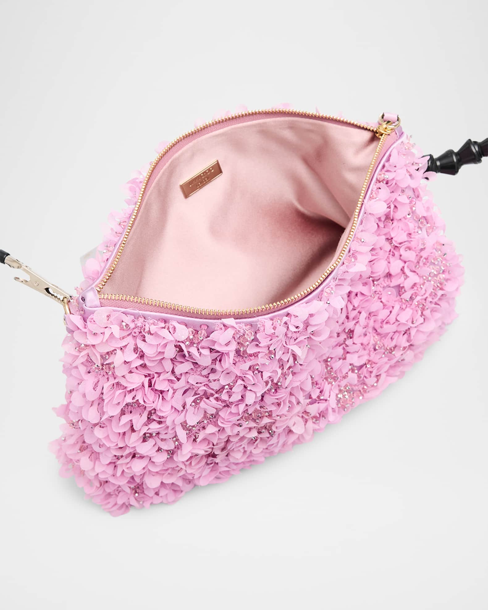 Jimmy Choo Callie Beaded Petal Ruffle Top-Handle Bag | Neiman Marcus