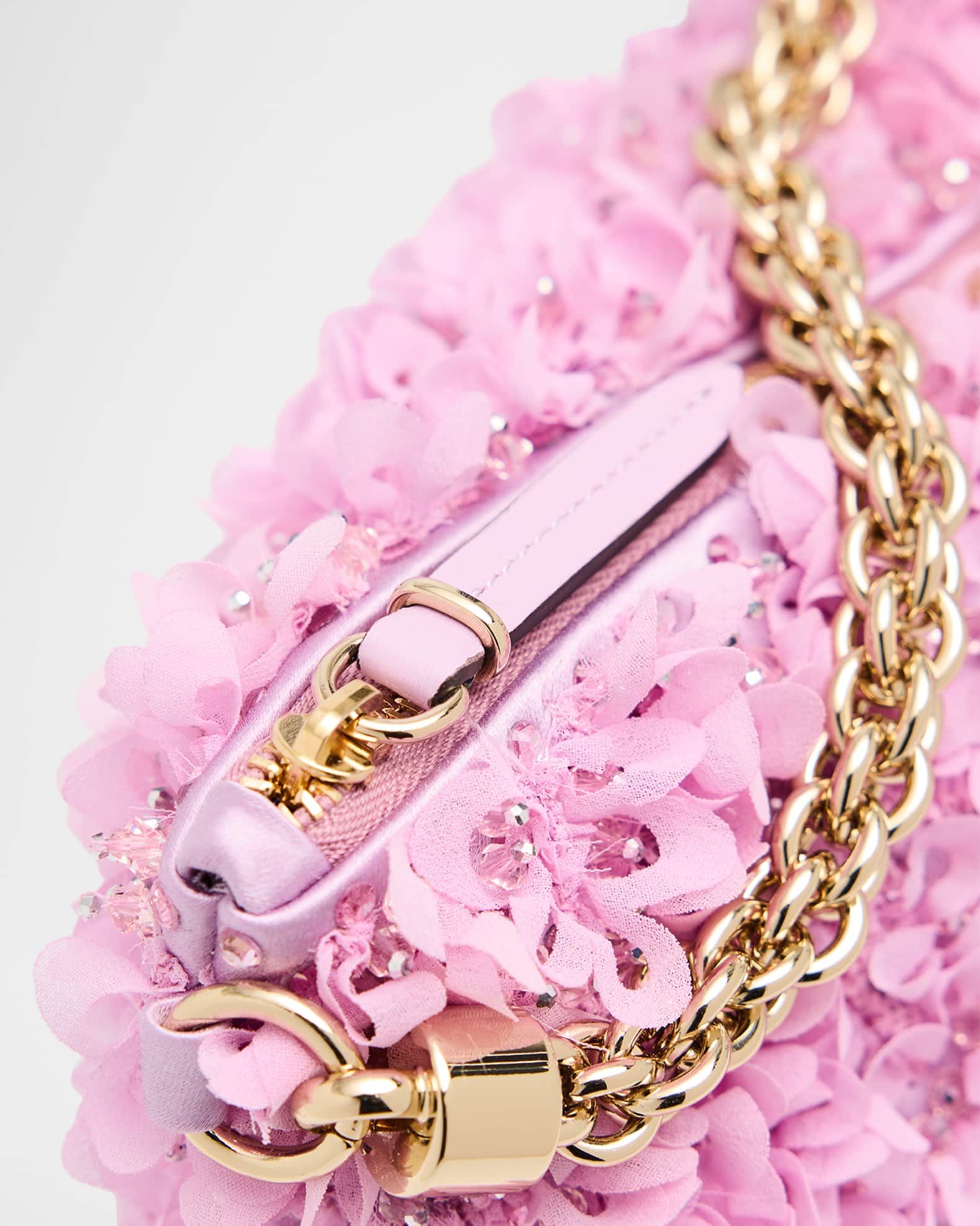 Jimmy Choo Callie Beaded Petal Ruffle Top-Handle Bag | Neiman Marcus