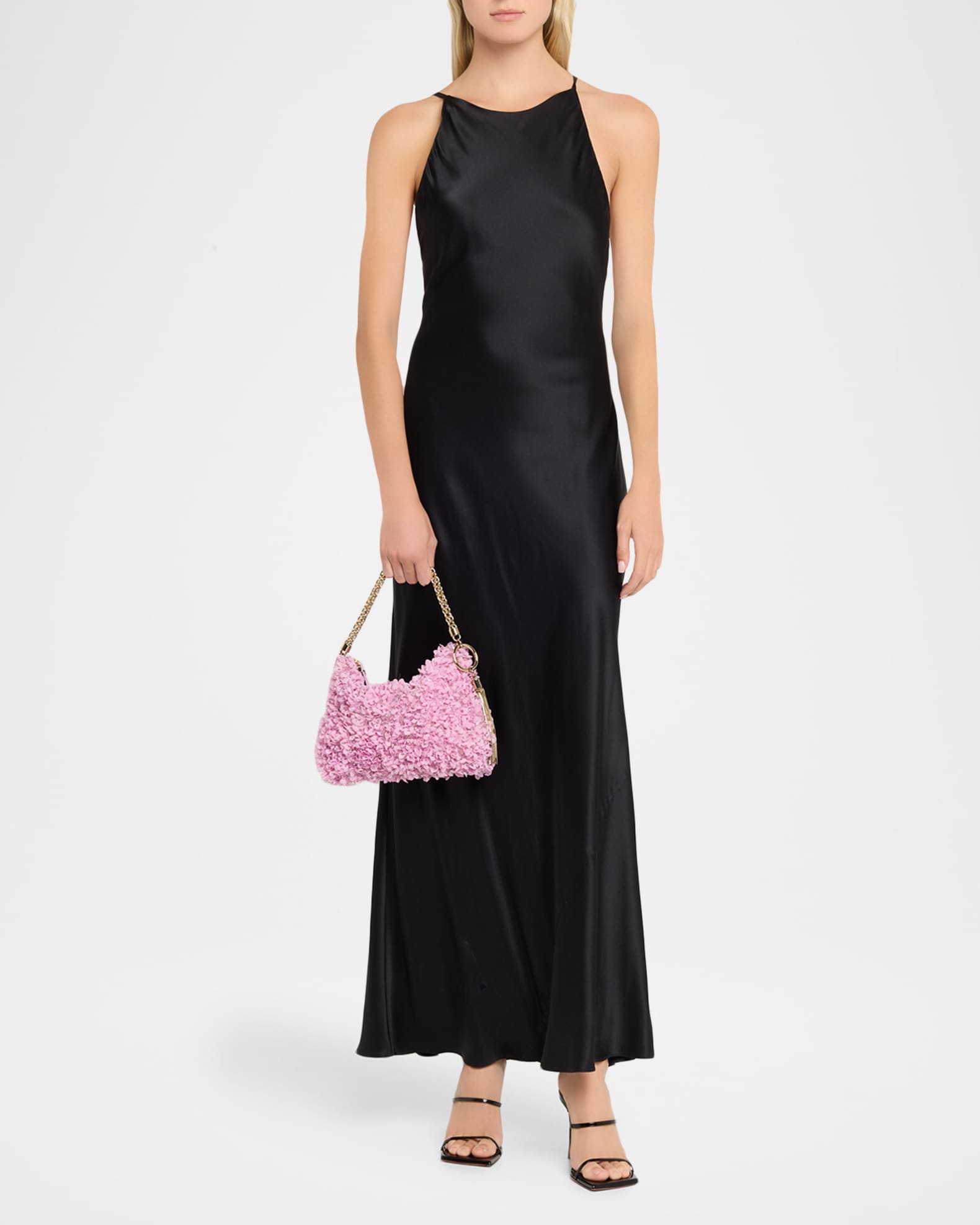 Jimmy Choo Callie Beaded Petal Ruffle Top-Handle Bag | Neiman Marcus