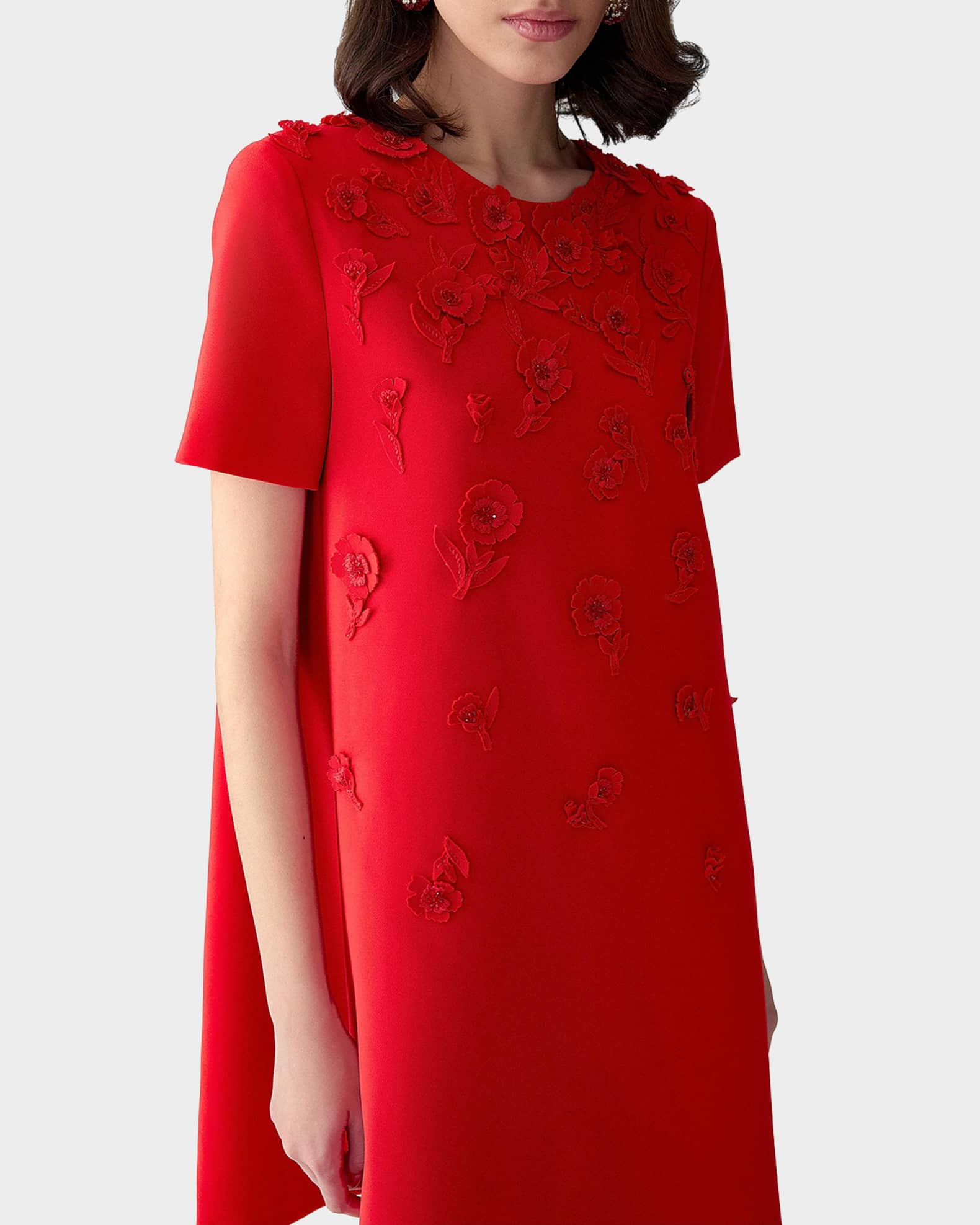 CH CAROLINA HERRERA ノースリーブ ブラウス Carolina Herrera Carnation Embroidered Short-Sleeve Mini Dress