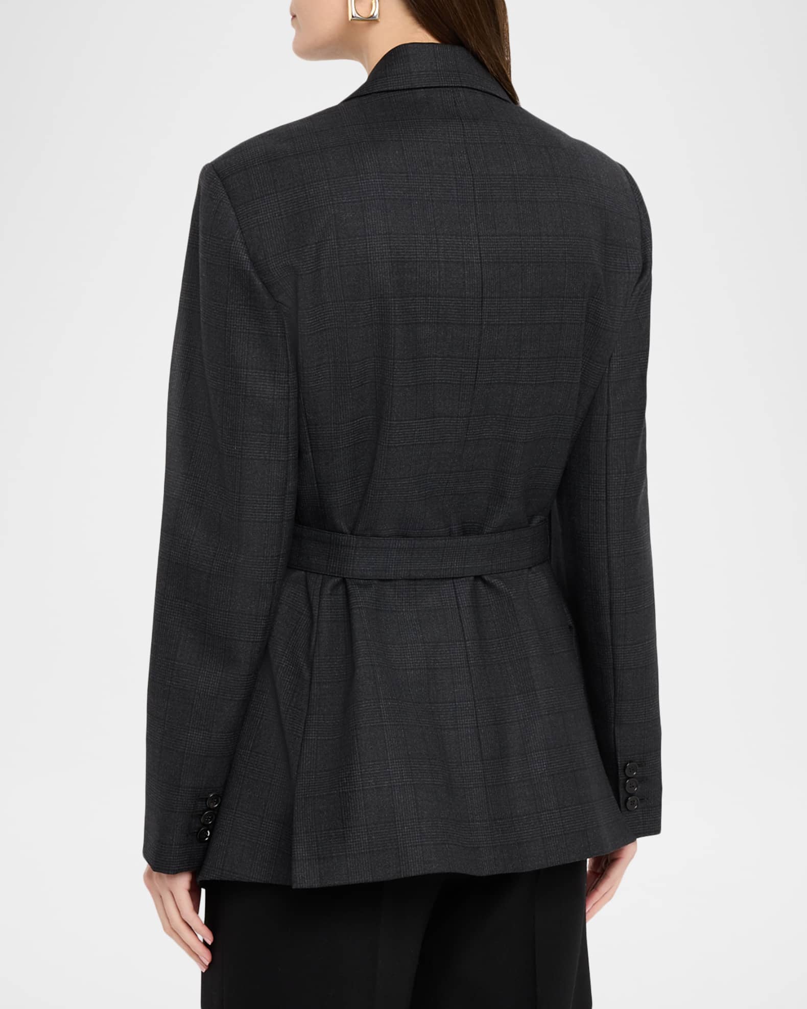 w*u様 LOEWE ダークグレー ジャケット Loewe Plaid Draped Blazer | Neiman Marcus