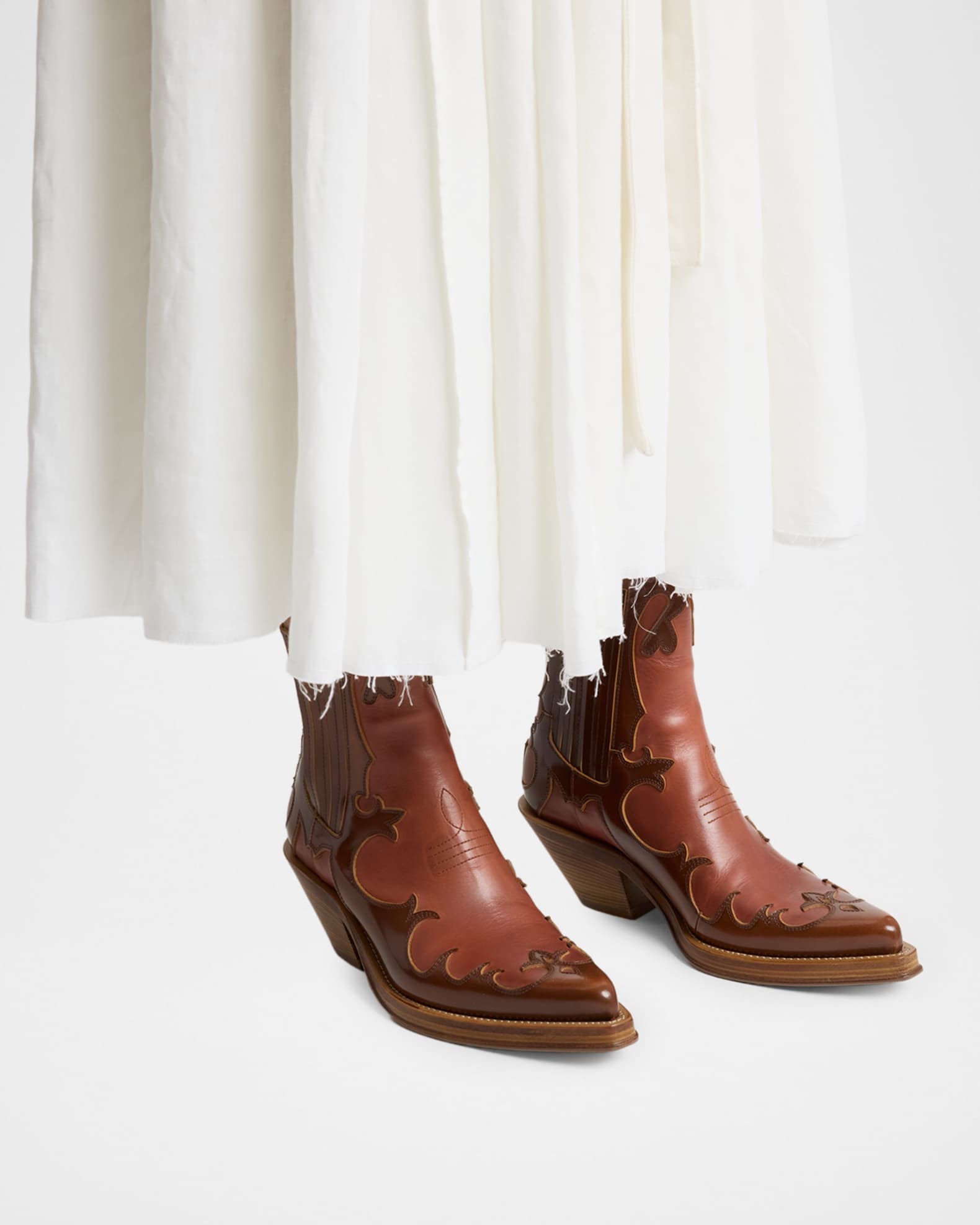 Gabriela Hearst 70mm Cassidy Western-Style Leather Booties