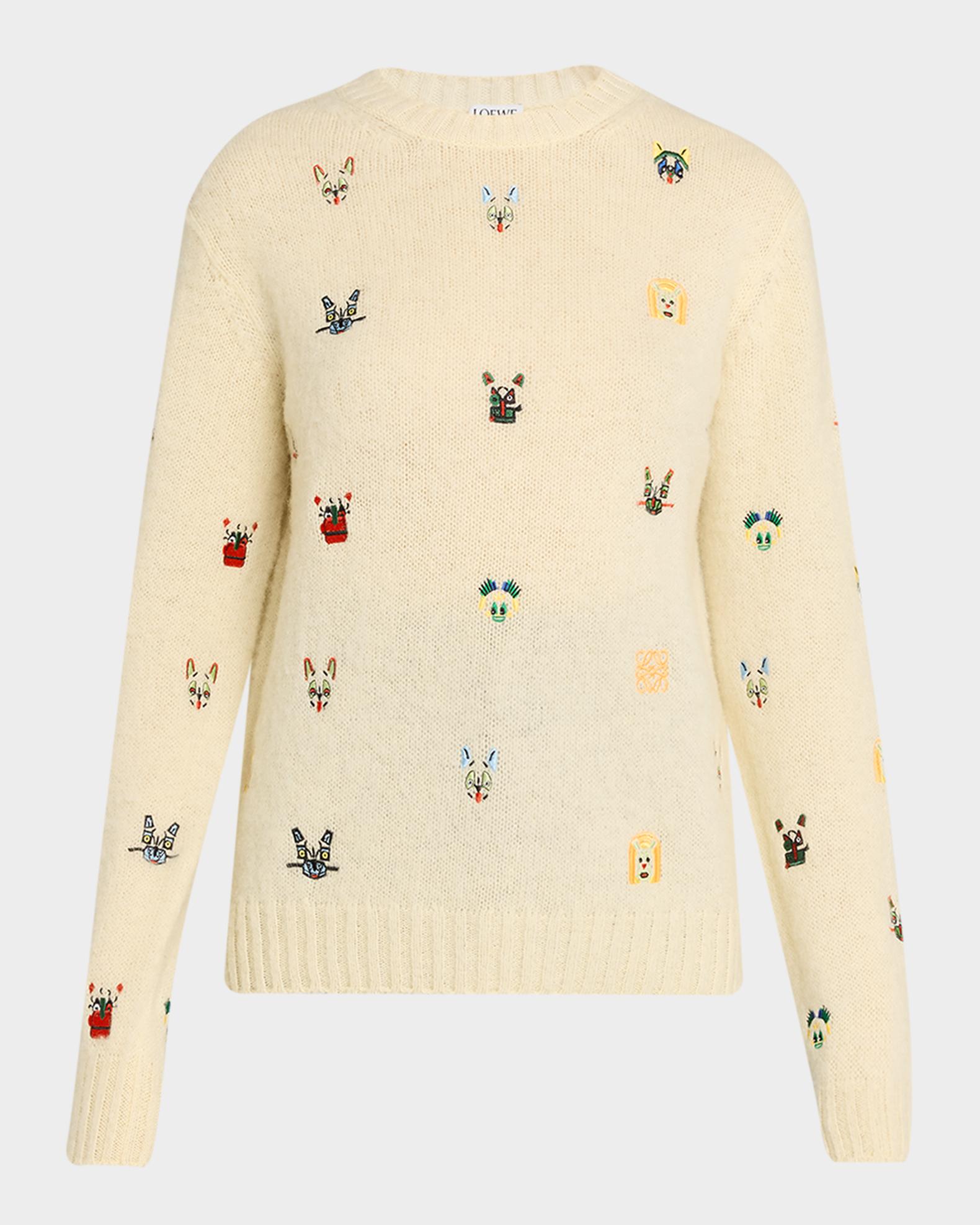 Loewe x Louis Wain Futurist Cats Embroidered Crewneck Sweater | Neiman ...