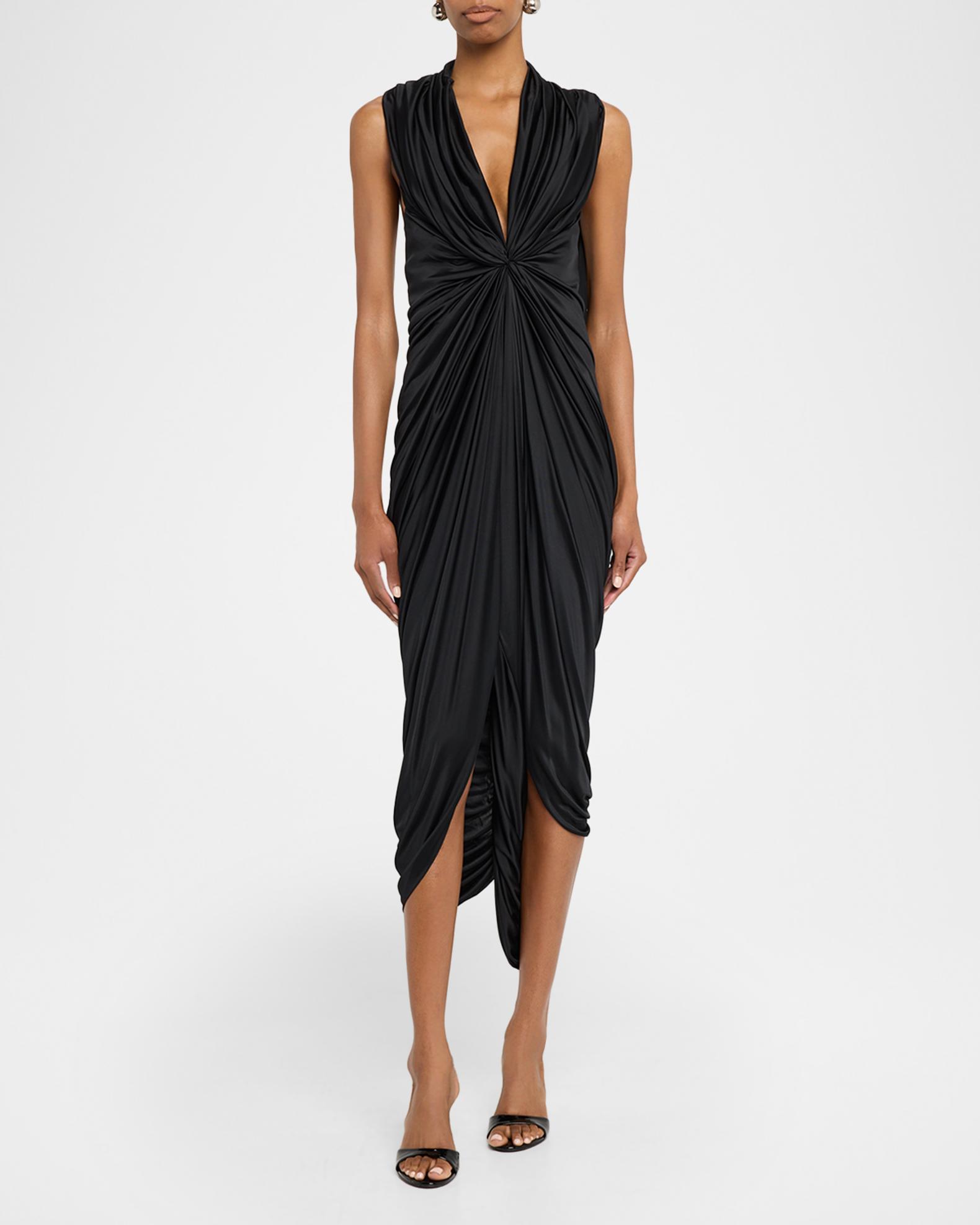 loewe metal plate dress LOEWE Embellished Open-back Draped Jersey Gown - Women - Black Dresses