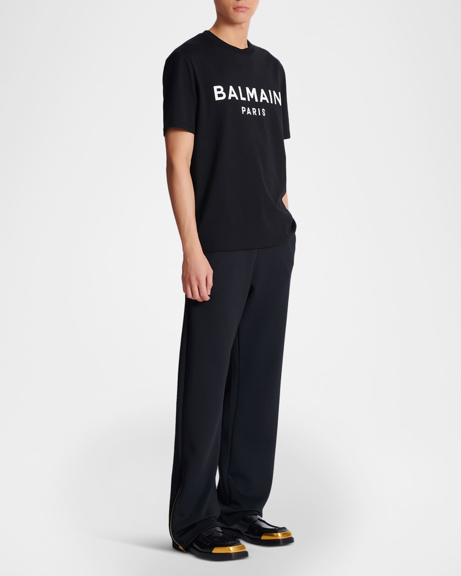 Balmain Men's Cotton Logo Crewneck T-Shirt | Neiman Marcus