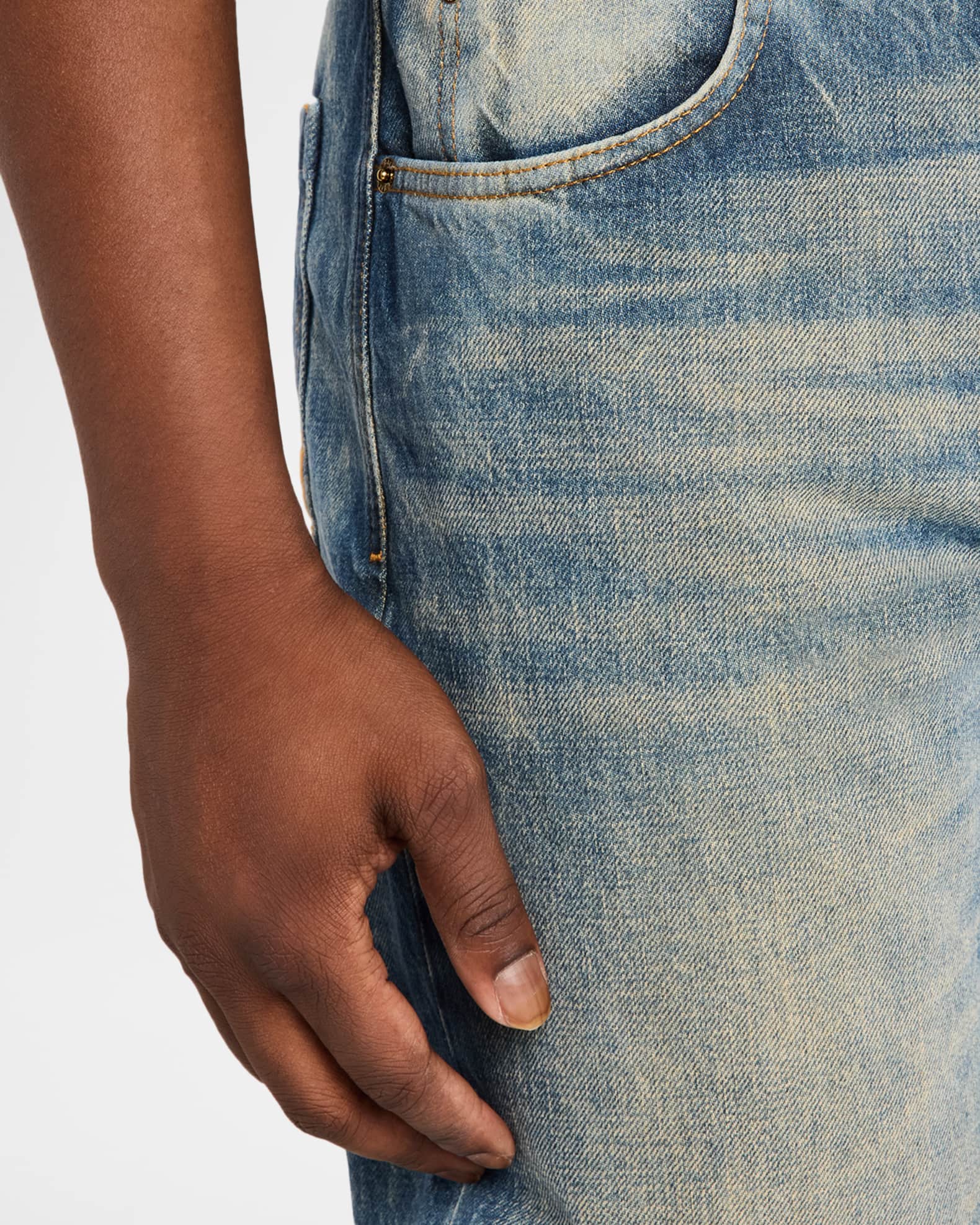 Balmain Men's Slim Straight Leg Faded Denim Jeans | Neiman Marcus