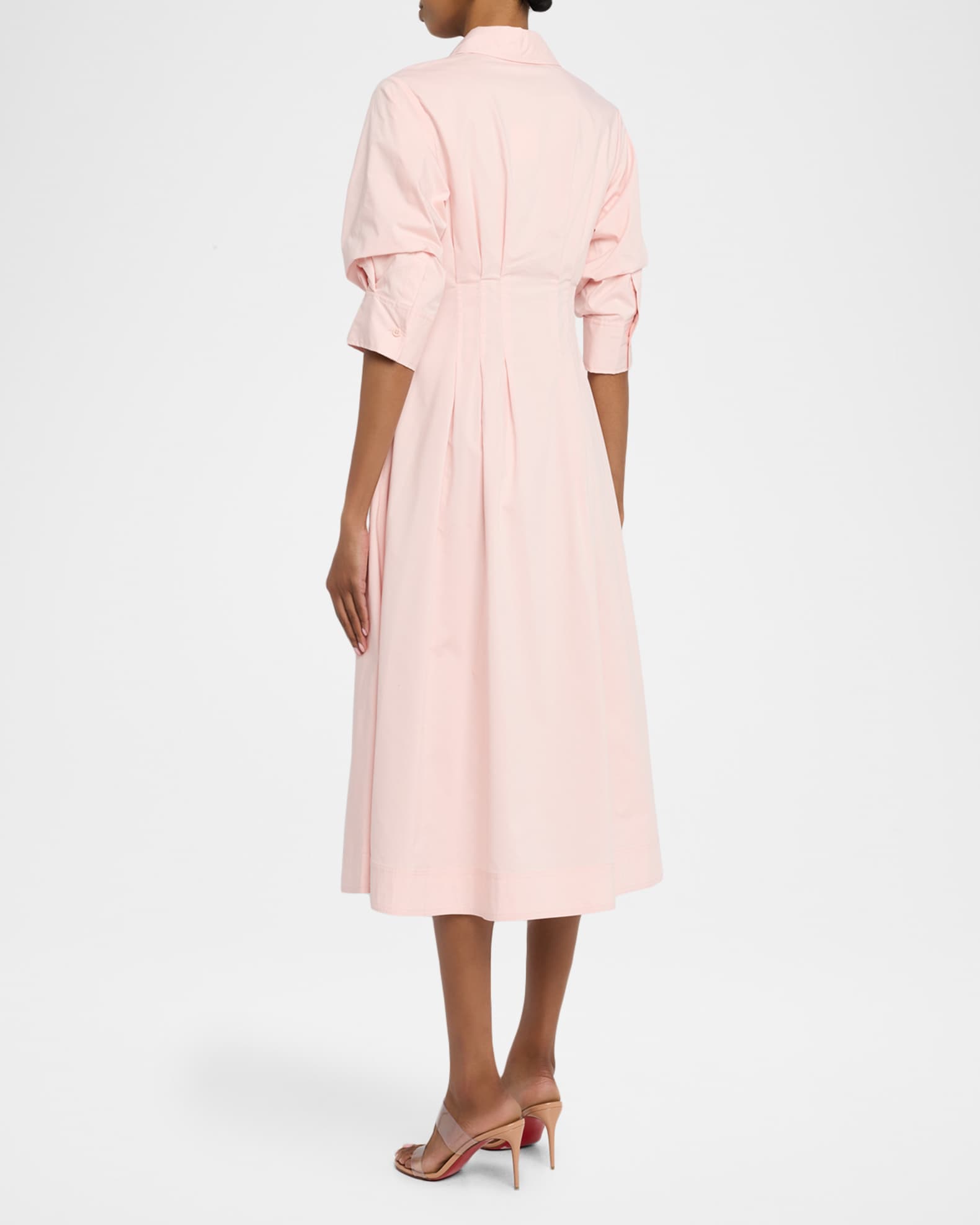 Simkhai Jazz Poplin Pintuck Midi Shirtdress - Pale Pink
