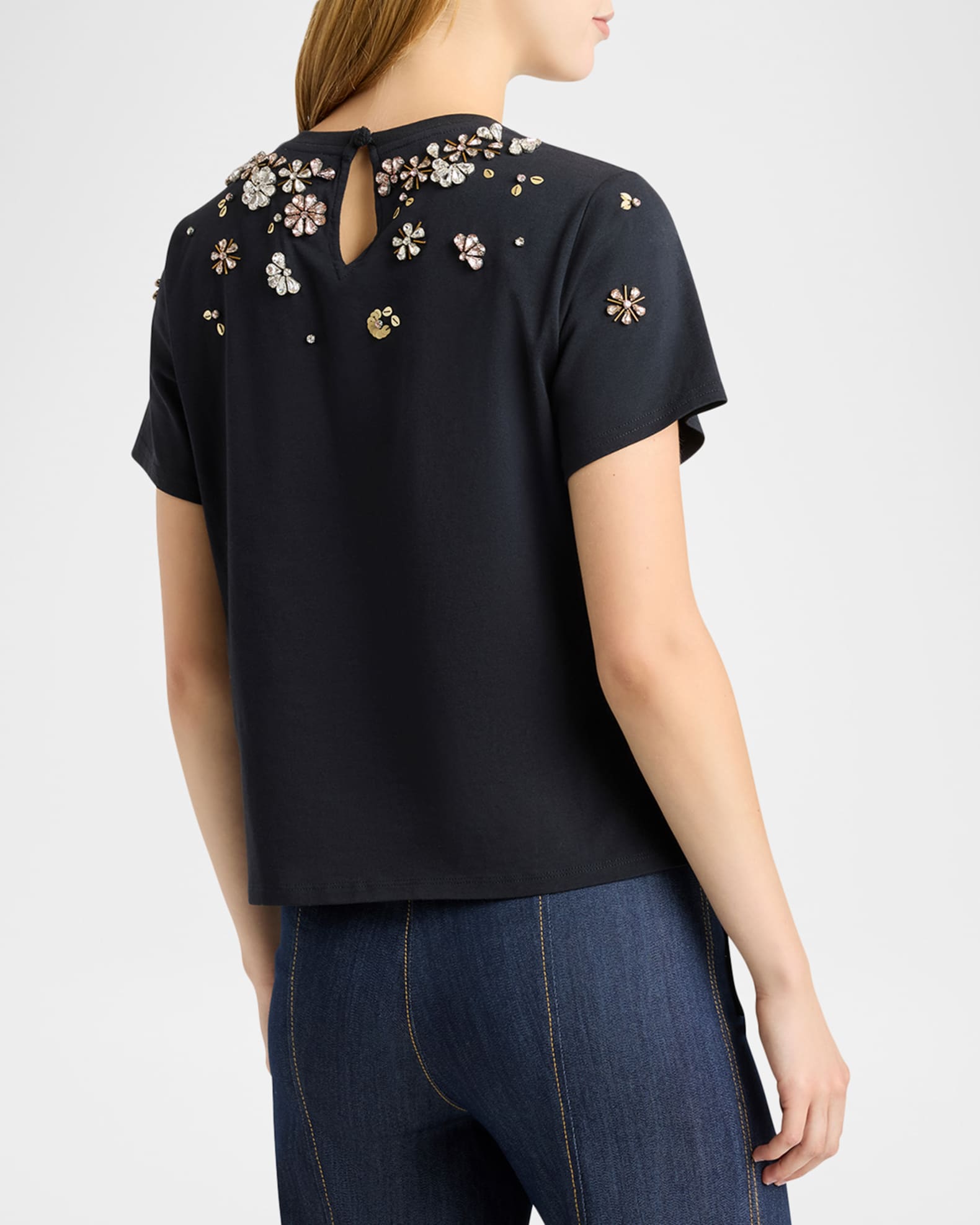 Cinq a Sept Tumbling Flowers Shrunken T-Shirt | Neiman Marcus
