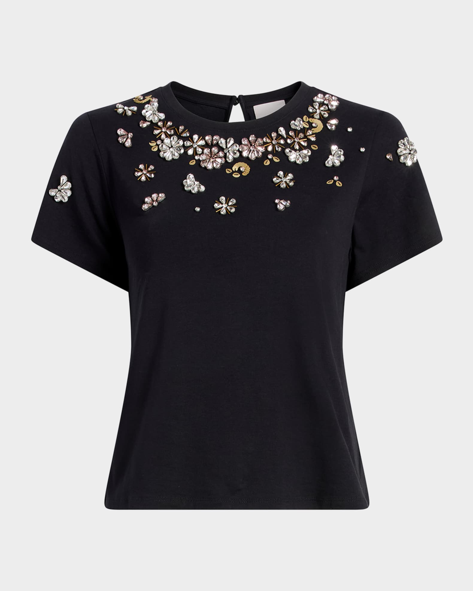 Cinq a Sept Tumbling Flowers Shrunken T-Shirt | Neiman Marcus