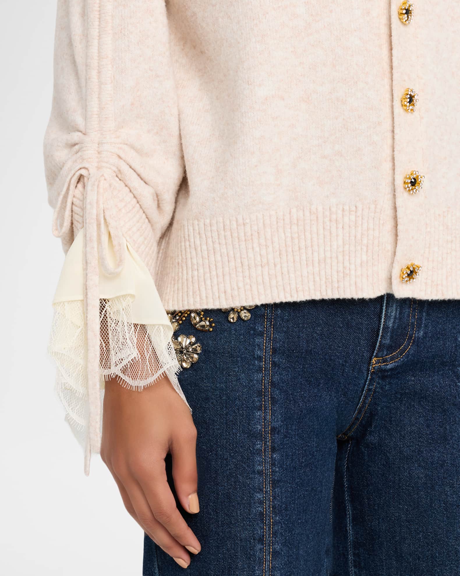 Cinq a Sept Atlas Layered-Cuff Cardigan | Neiman Marcus
