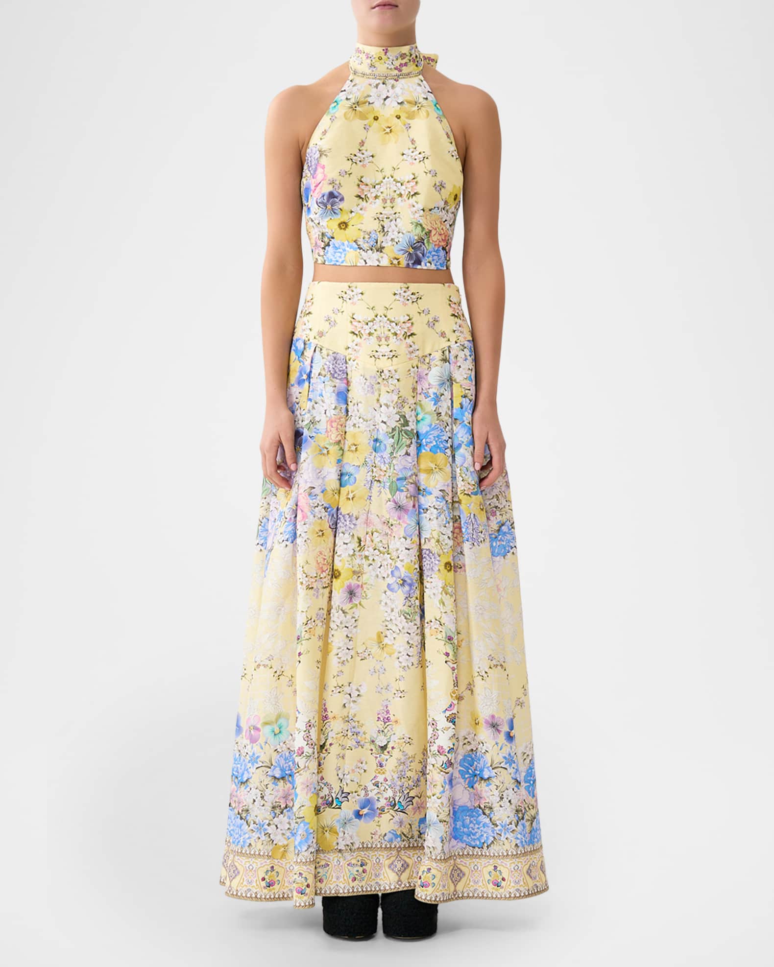 Camilla Darling Buds Corset Waist Maxi Skirt Neiman Marcus
