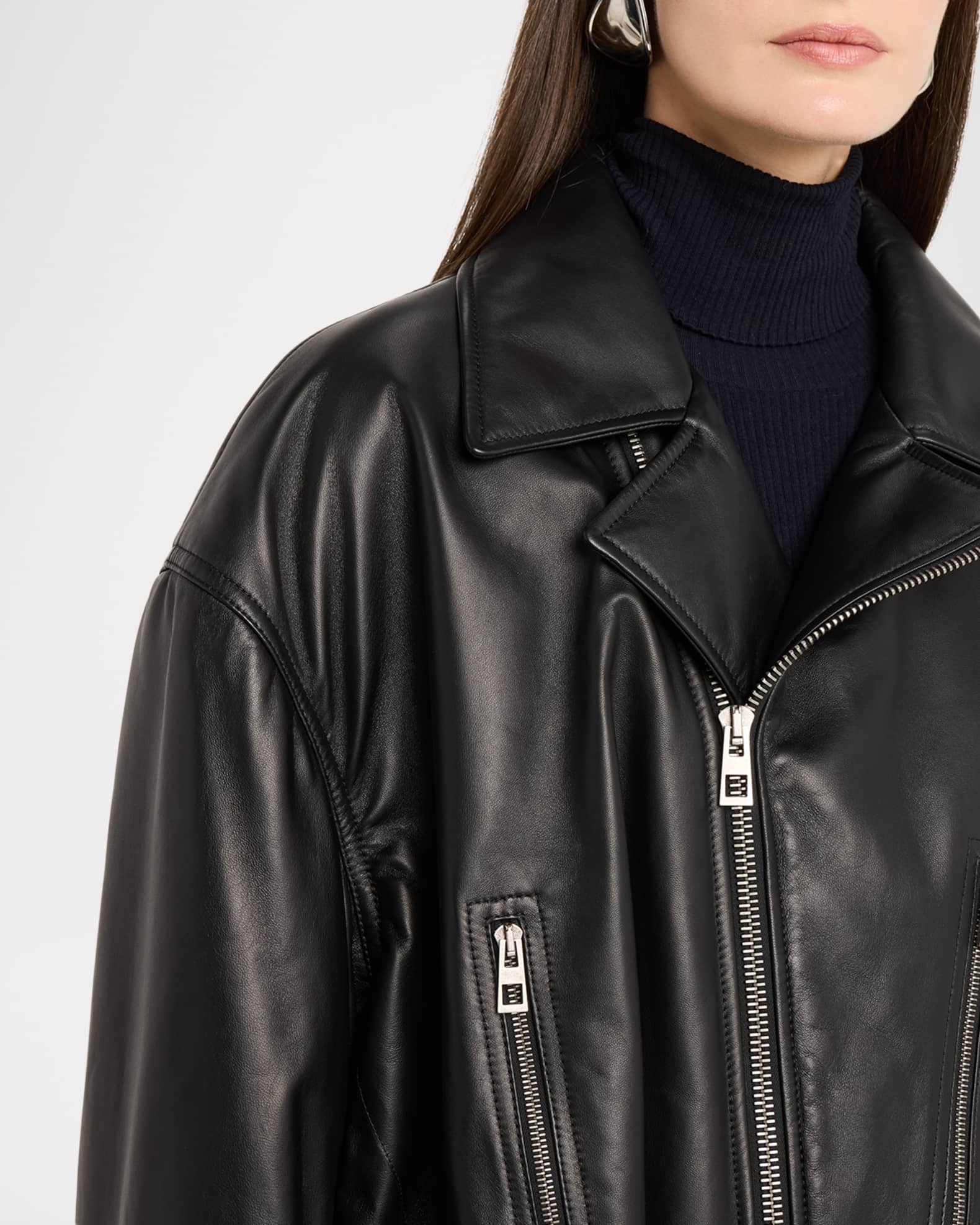 Loewe Short Nappa Lambskin Biker Jacket | Neiman Marcus