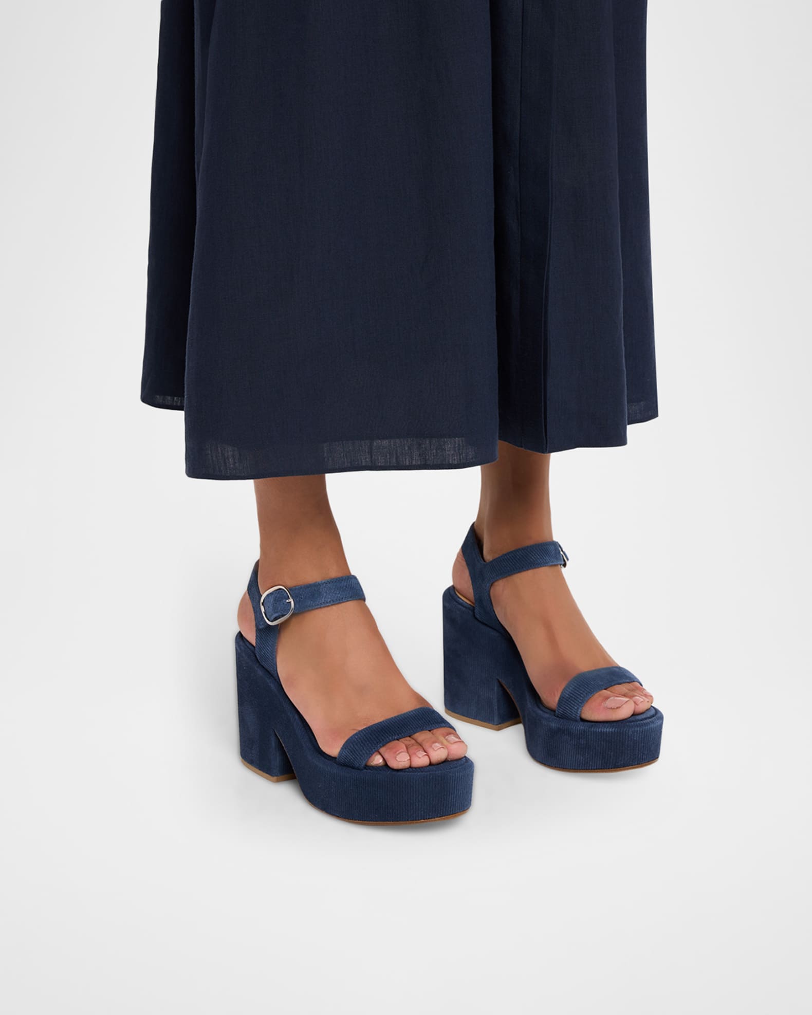 Gabriela Hearst Iman Corduroy Suede Platform Sandals | Neiman Marcus
