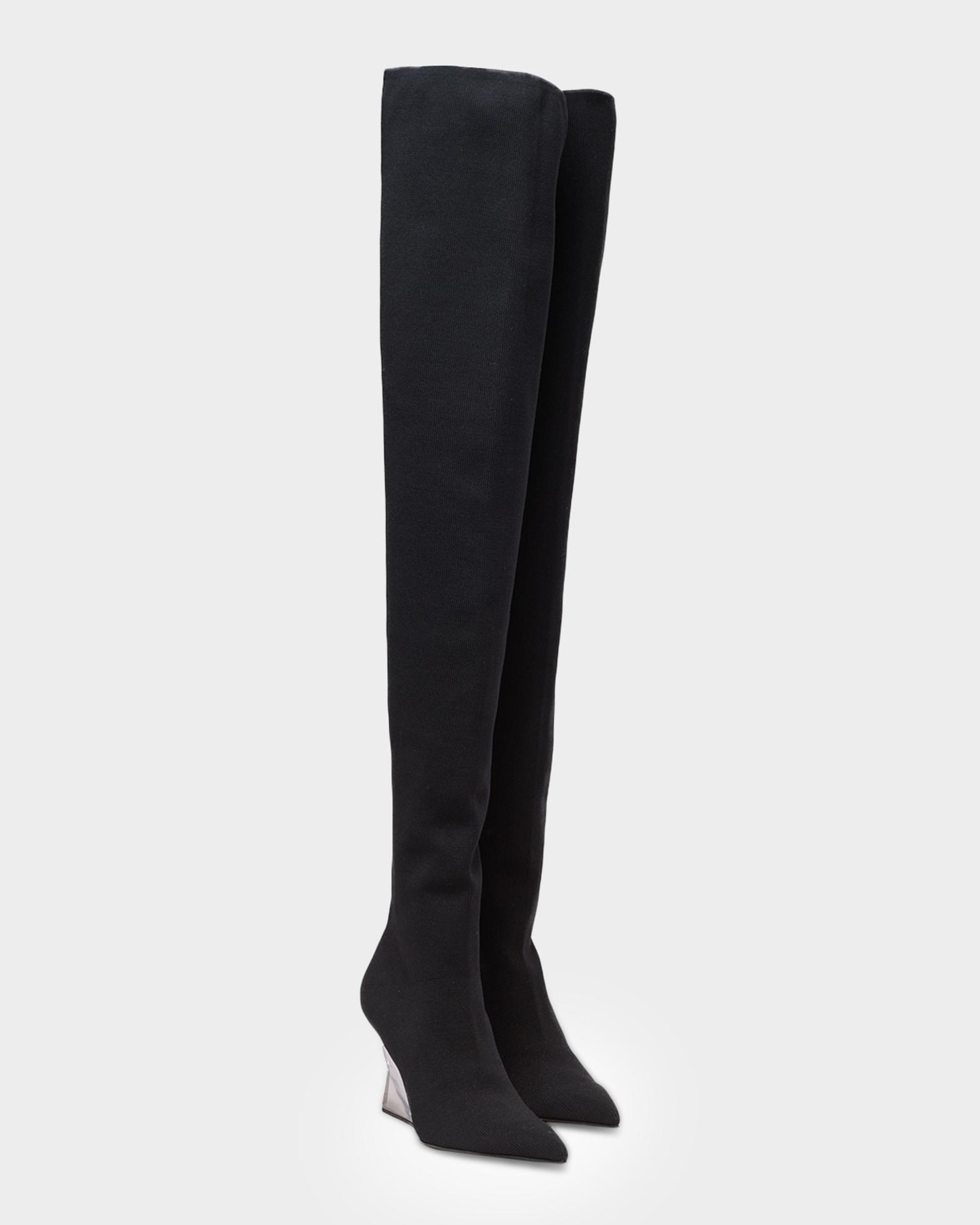 Balmain Wedge Knit Thigh-High Boots | Neiman Marcus