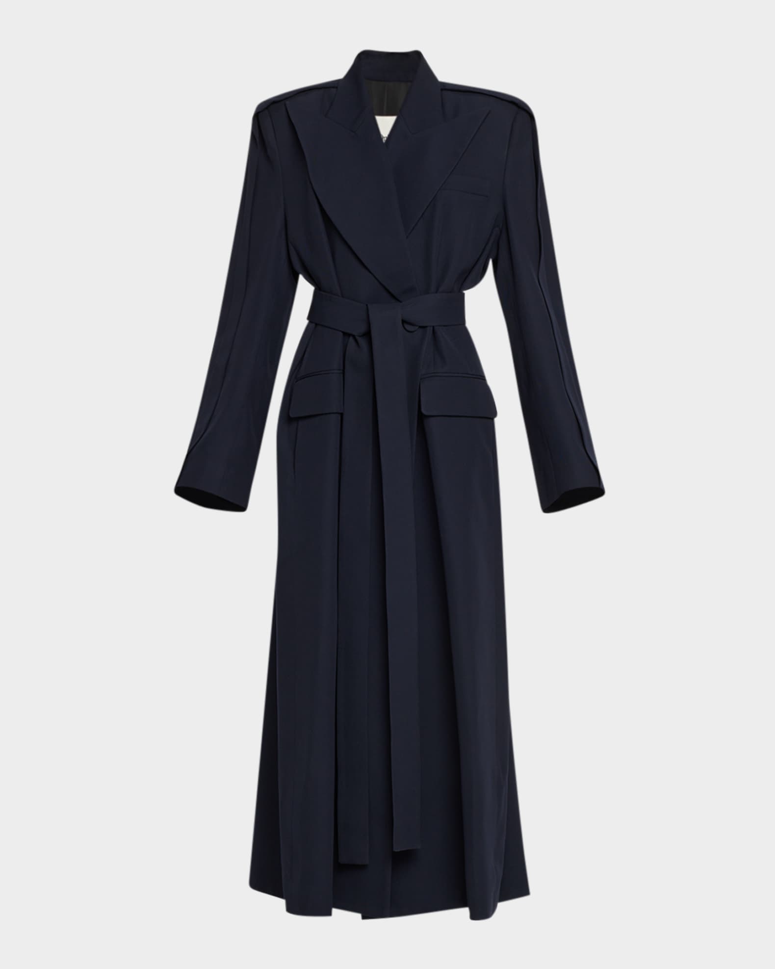 anOnlyChild Jean Double-Breasted Wool Long Robe Coat | Neiman Marcus