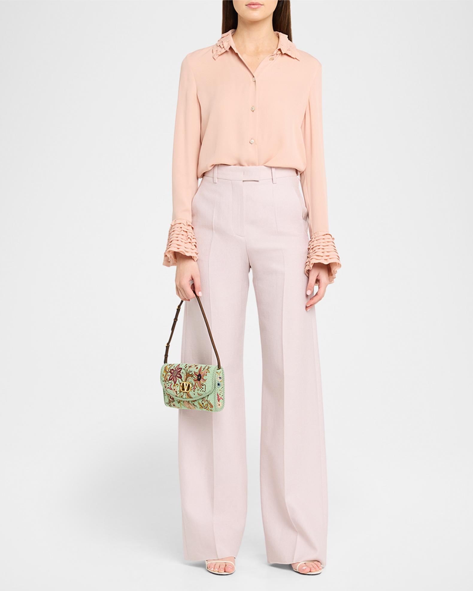 Valentino Garavani Floral-Embroidered Beaded Silk Shoulder Bag