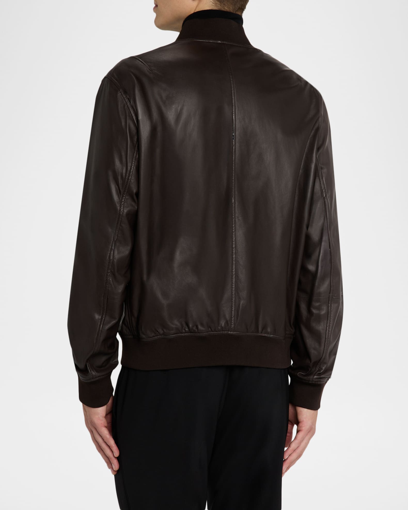 Emporio Armani Men's Leather Knit-Trim Jacket | Neiman Marcus