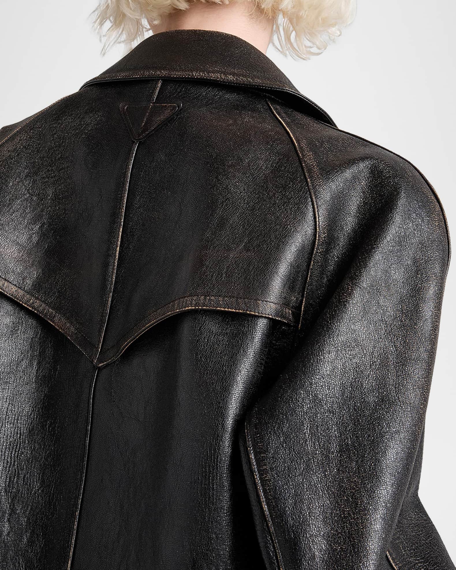 Prada Leather Shirting Zip-Front Jacket | Neiman Marcus