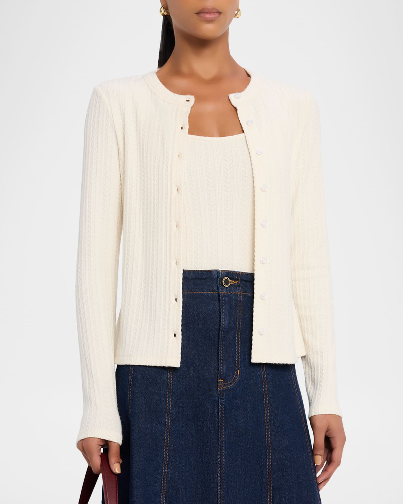 Veronica Beard Lira Pointelle Cardigan | Neiman Marcus