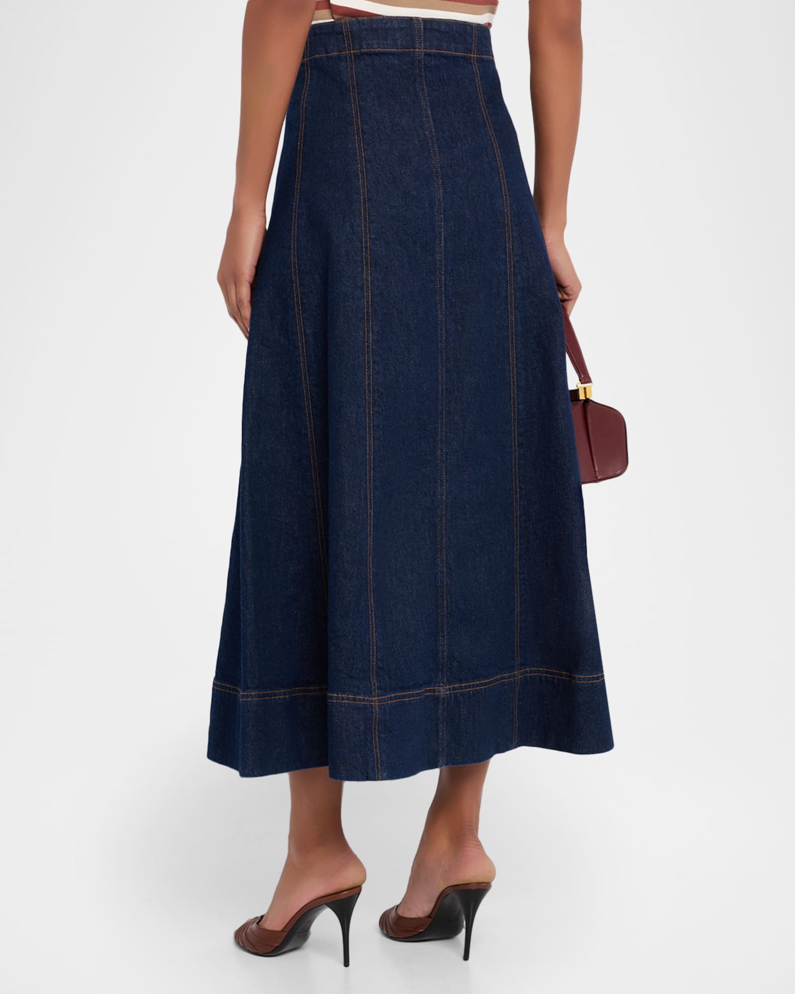 Veronica Beard Alix Denim Midi Skirt | Neiman Marcus
