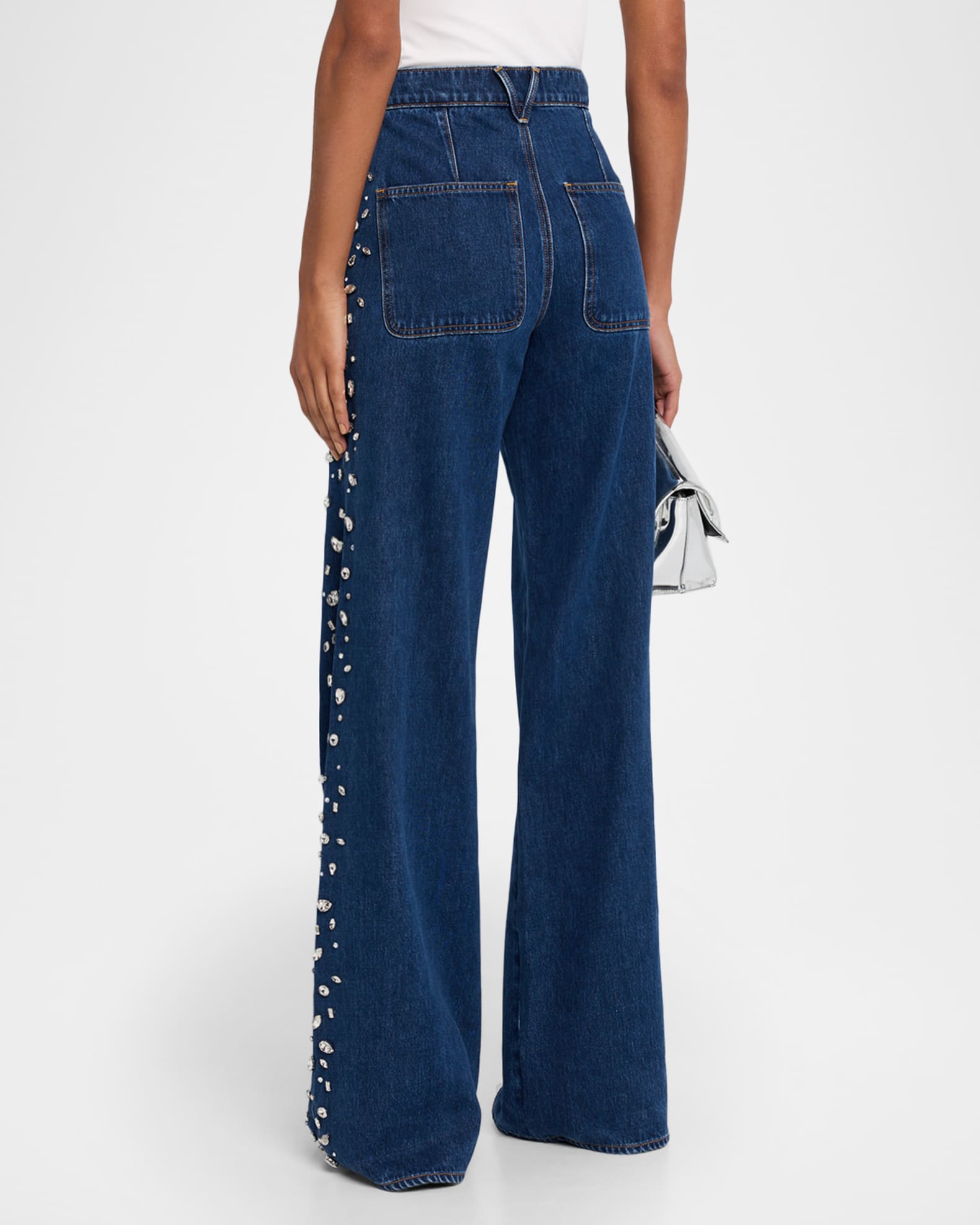 Veronica Beard Kasey Embellished Mid-Rise Jeans | Neiman Marcus