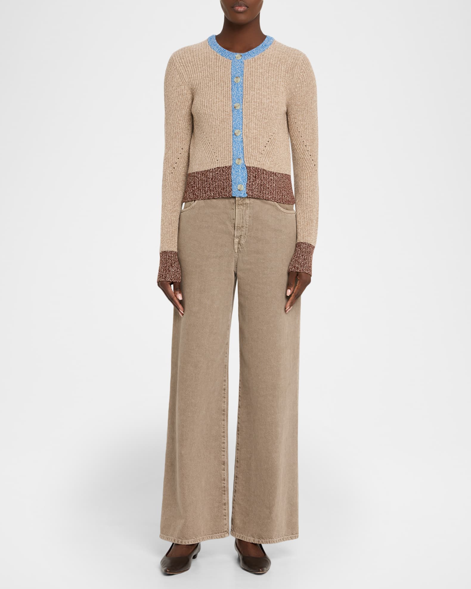 Veronica Beard Ibra Wool-Blend Colorblock Cardigan | Neiman Marcus