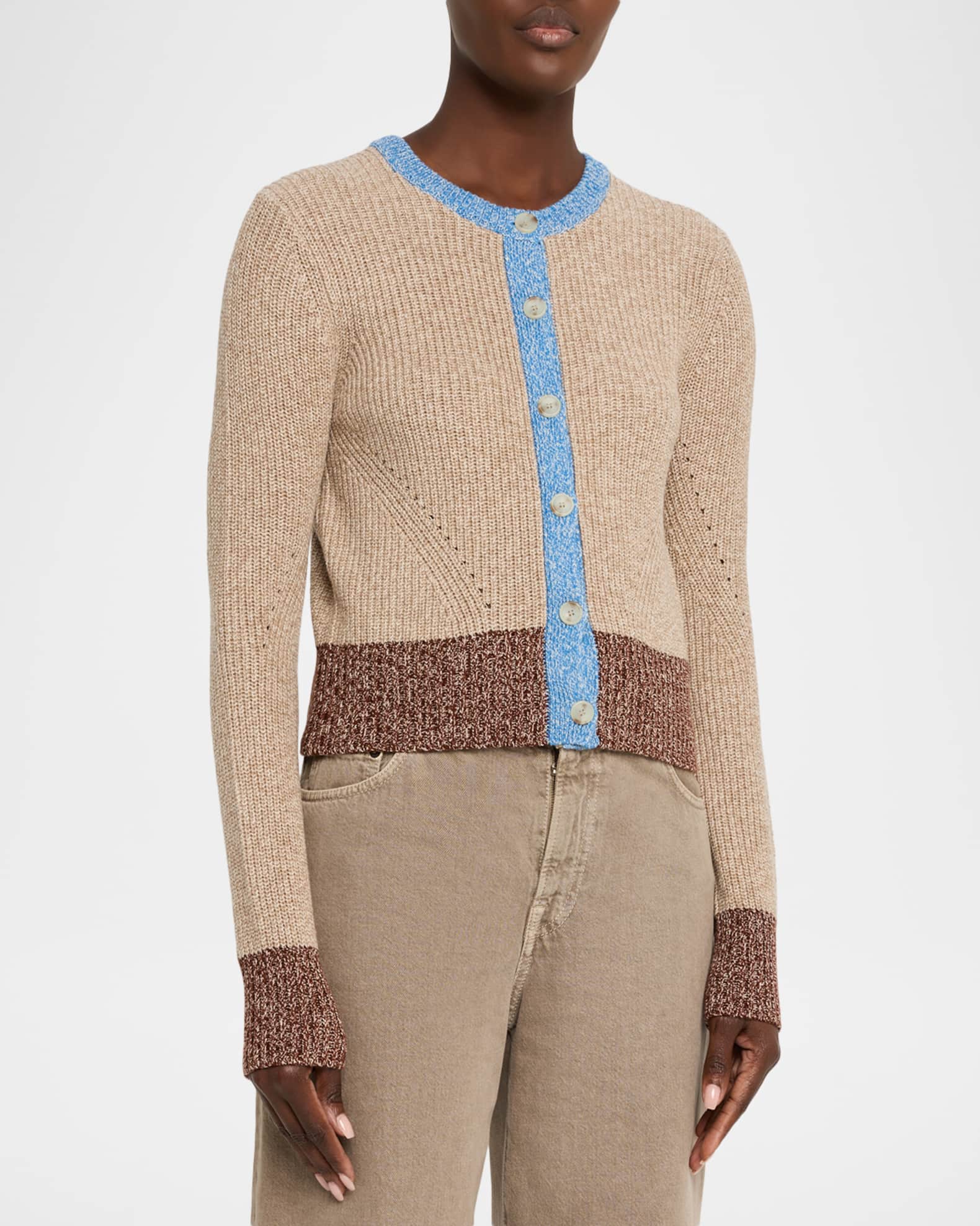 Veronica Beard Ibra Wool-Blend Colorblock Cardigan | Neiman Marcus