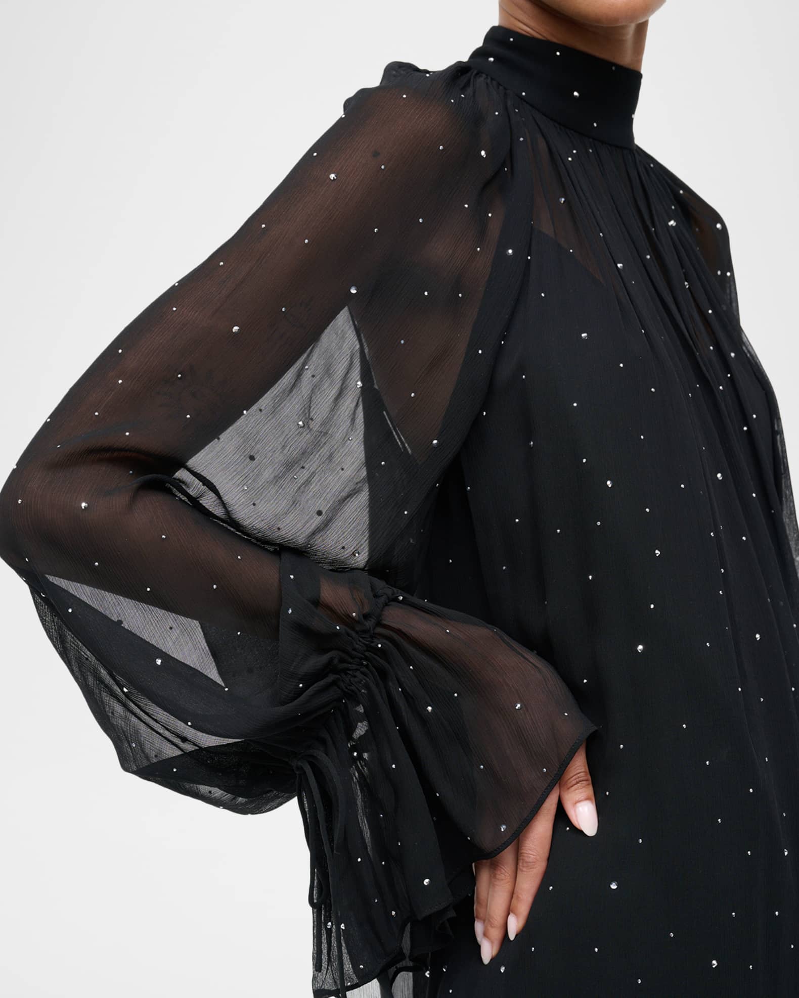 STAUD Roux Embellished Chiffon Mini Dress