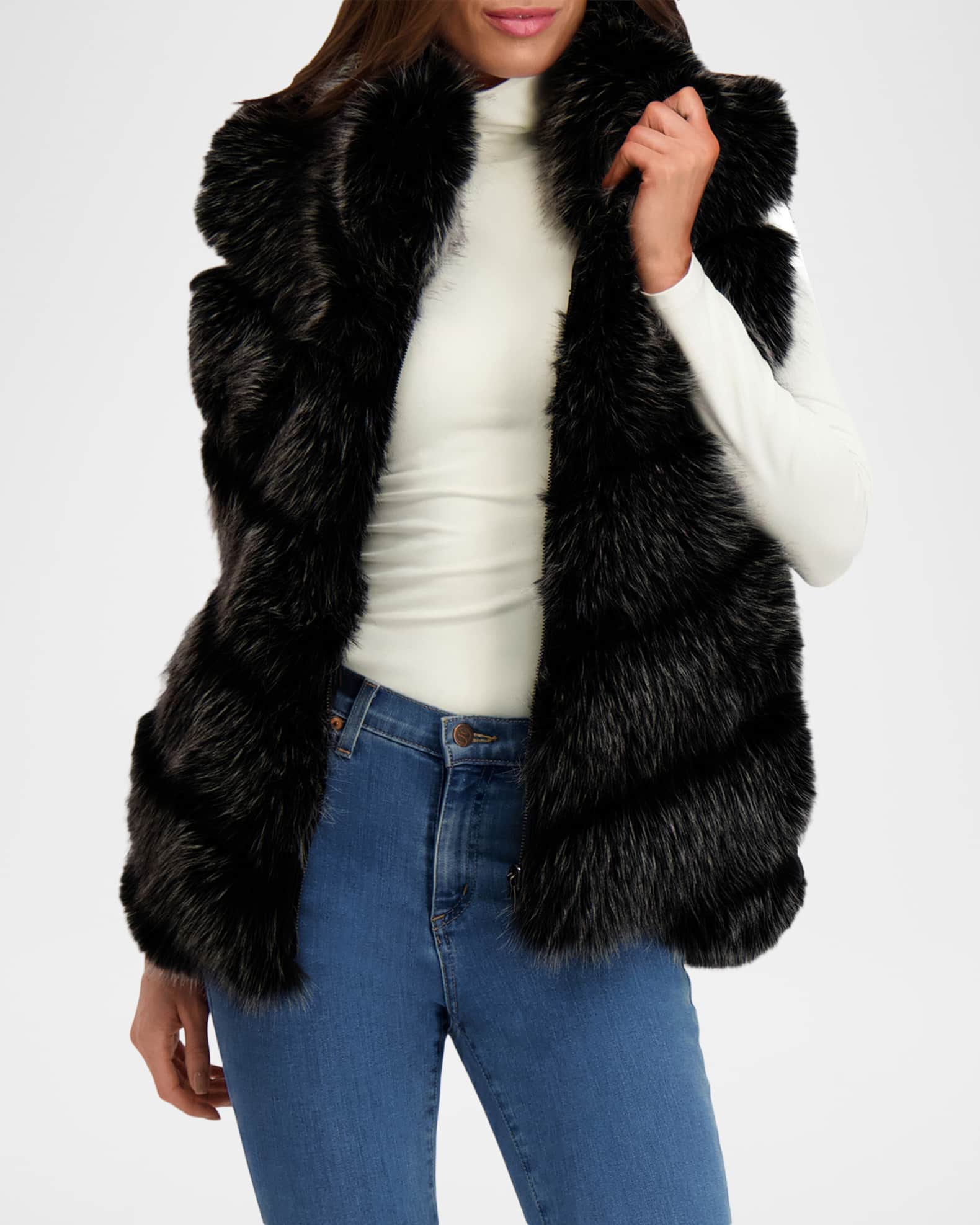 Lyla Grant Fur-Free Quilted Faux Fox Vest | Neiman Marcus