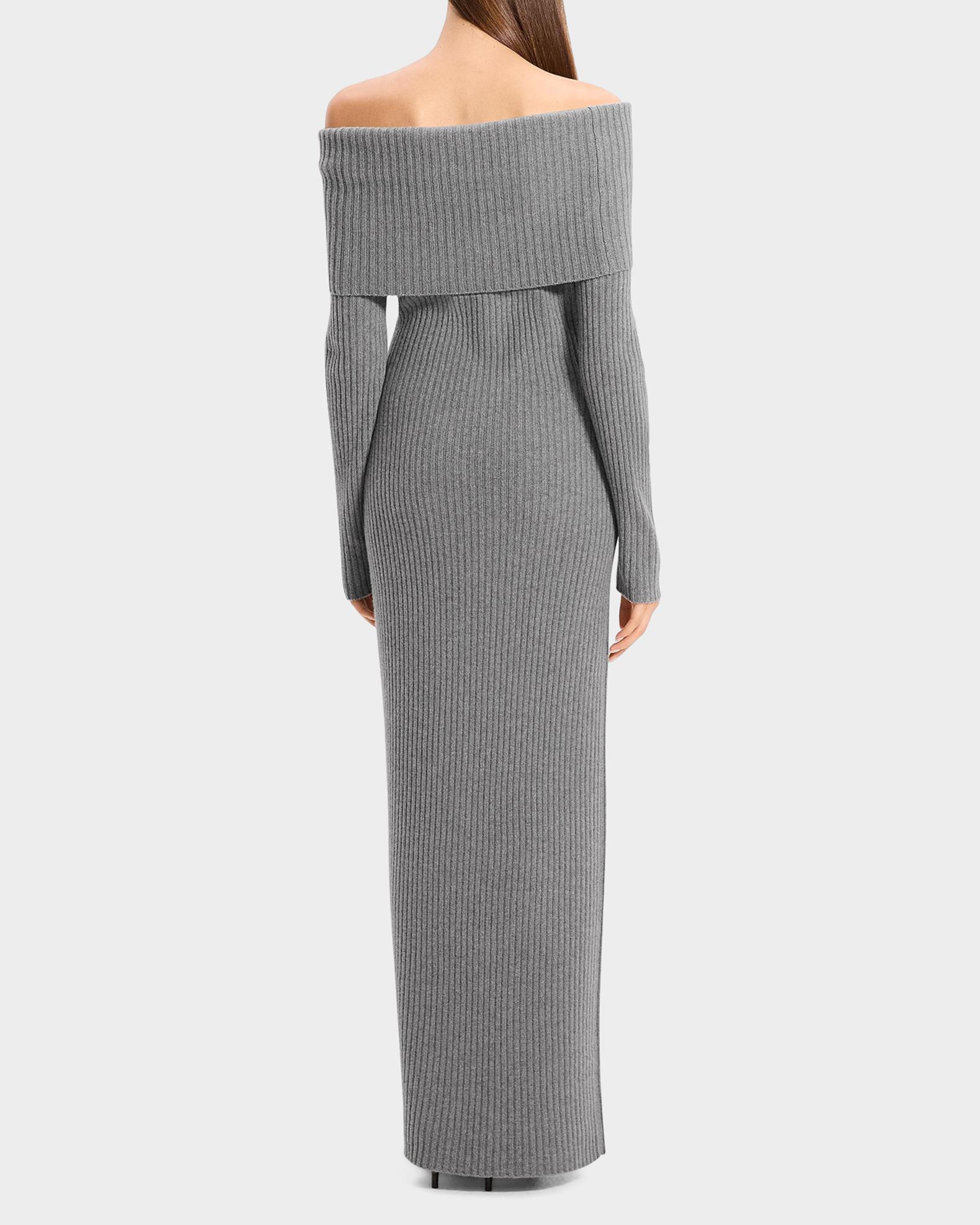 Theory Off-The-Shoulder Wool-Cashmere Sweater Dress | Neiman Marcus